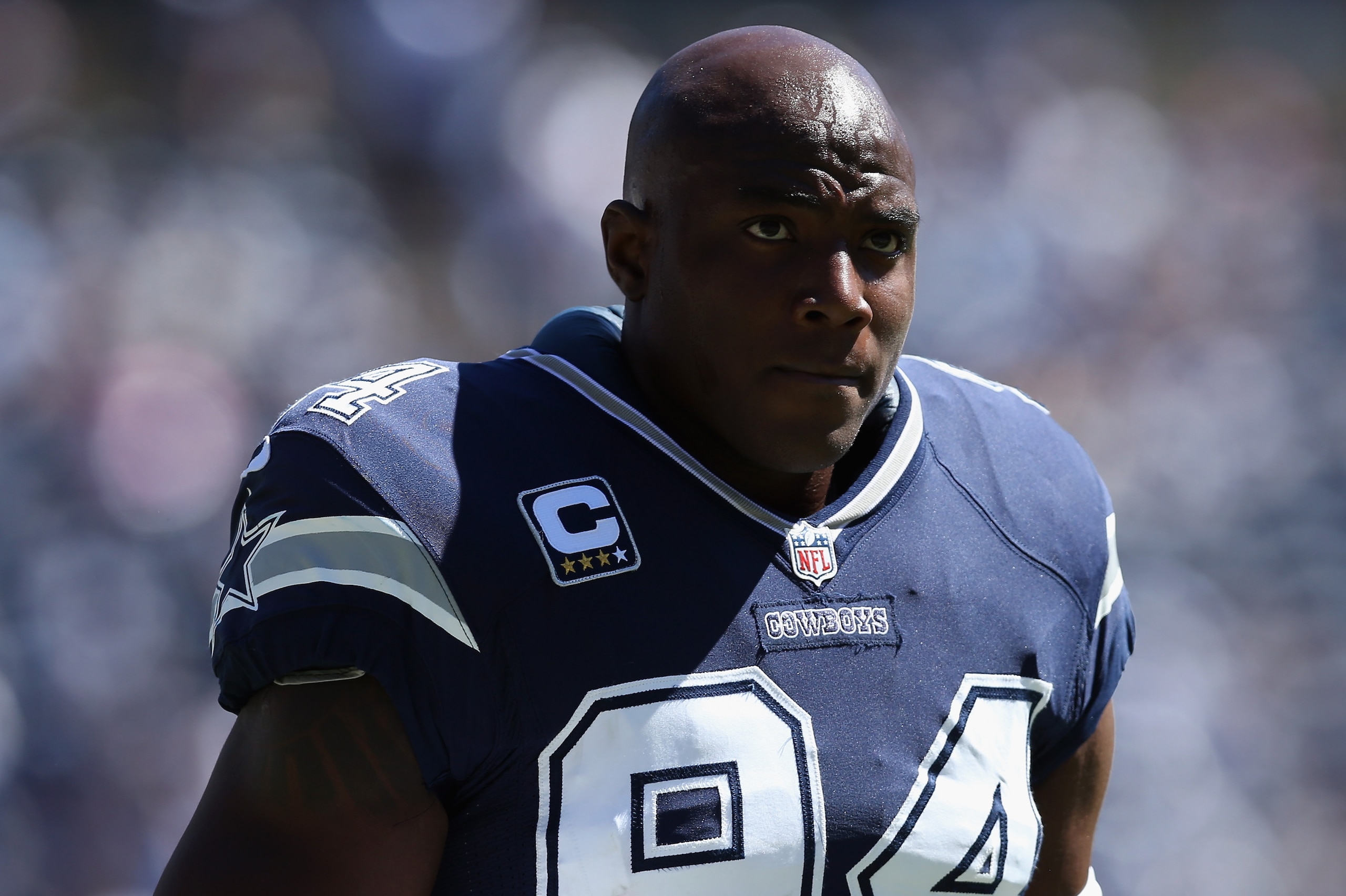 SAN DIEGO, CA - SEPTEMBER 29:  Defensive end DeMarcus Ware #94 of the Dallas Cowboys looks on prior to the start of the game against the San Diego Chargers at Qualcomm Stadium on September 29, 2013 in San Diego, California.  (Photo by Jeff Gross/Getty Ima