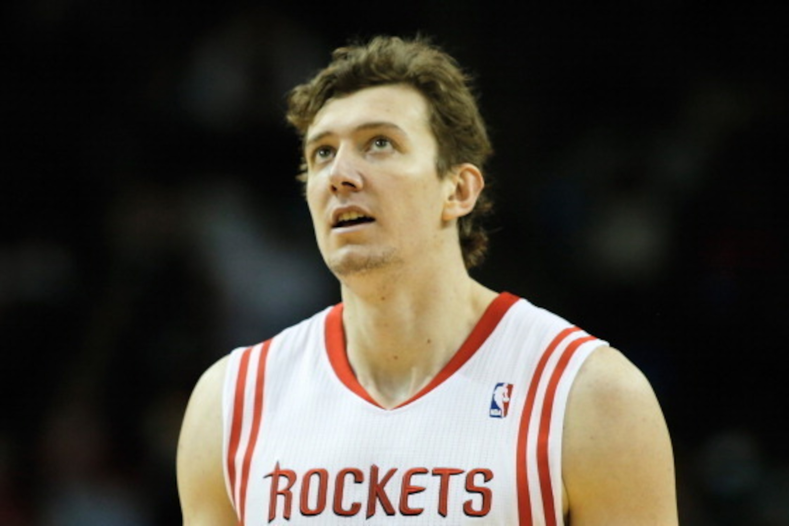 HOUSTON, TX - NOVEMBER 27:   Omer Asik #3 of the Houston Rockets walks up the court during the game against the Atlanta Hawks at Toyota Center on November 27, 2013 in Houston, Texas. NOTE TO USER: User expressly acknowledges and agrees that, by downloadin