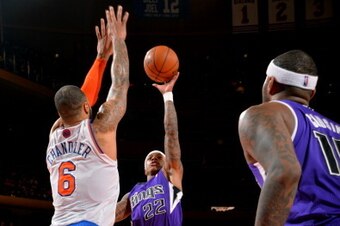 NEW YORK, NY - FEBRUARY 12: Isaiah Thomas #22 of the Sacramento Kings shoots against the New York Knicks at Madison Square Garden in New York City, New York. NOTE TO USER: User expressly acknowledges and agrees that, by downloading and or using this photo