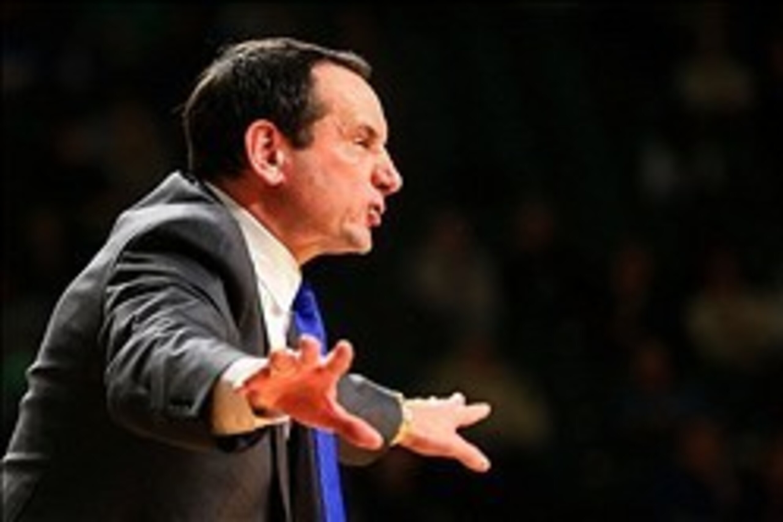 Feb 18, 2014; Atlanta, GA, USA; Duke Blue Devils head coach Mike Krzyzewski signals to his players in the second half against the Georgia Tech Yellow Jackets at Hank McCamish Pavilion. Duke won 68-51. Mandatory Credit: Daniel Shirey-USA TODAY Sports Feb 18, 2014; Atlanta, GA, USA; Duke Blue Devils head coach Mike Krzyzewski signals to his players in the second half against the Georgia Tech Yellow Jackets at Hank McCamish Pavilion. Duke won 68-51. Mandatory Credit: Daniel Shirey-USA TODAY Sports