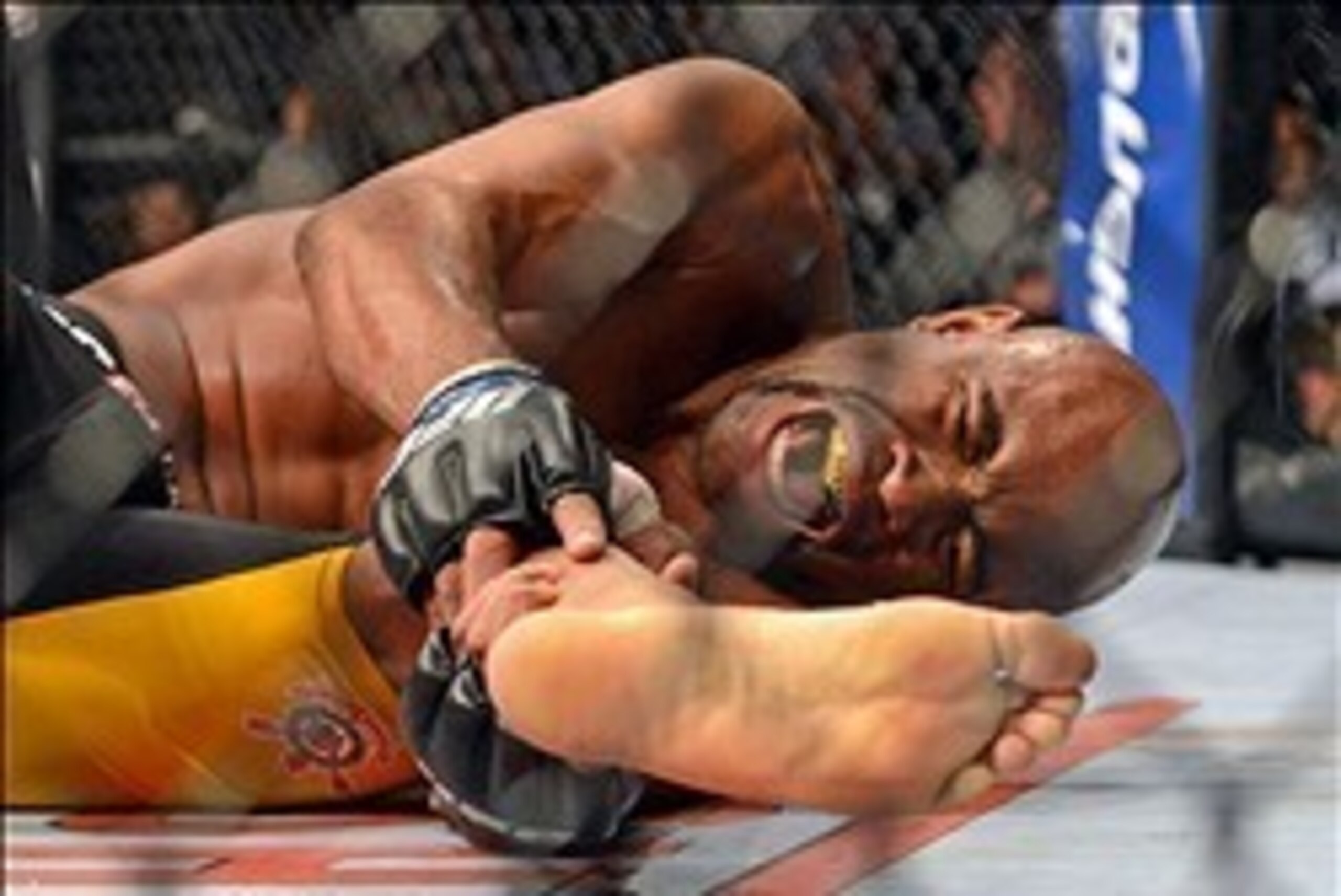 Dec 28, 2013; Las Vegas, NV, USA;    Anderson Silva reacts after breaking his leg on a kick to Chris Weidman (not pictured) during their UFC middleweight championship bout at the MGM Grand Garden Arena. Mandatory Credit: Jayne Kamin-Oncea-USA TODAY Sports