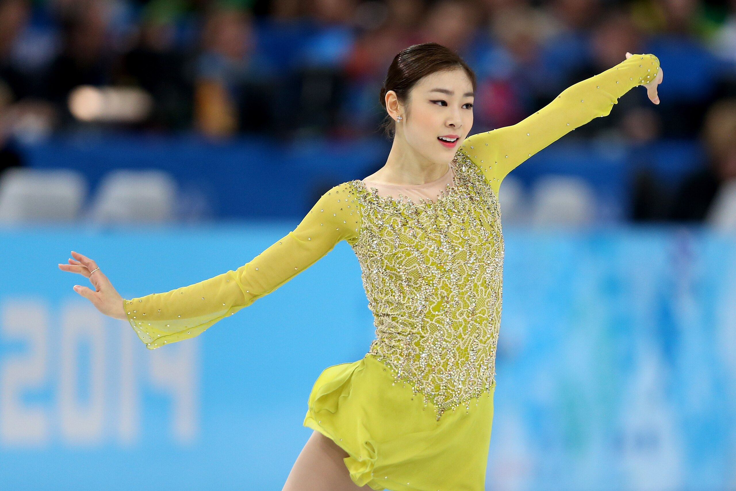 SOCHI, RUSSIA - FEBRUARY 19:  Yuna Kim of South Korea competes in the Figure Skating Ladies' Short Program on day 12 of the Sochi 2014 Winter Olympics at Iceberg Skating Palace on February 19, 2014 in Sochi, Russia.  (Photo by Matthew Stockman/Getty Image