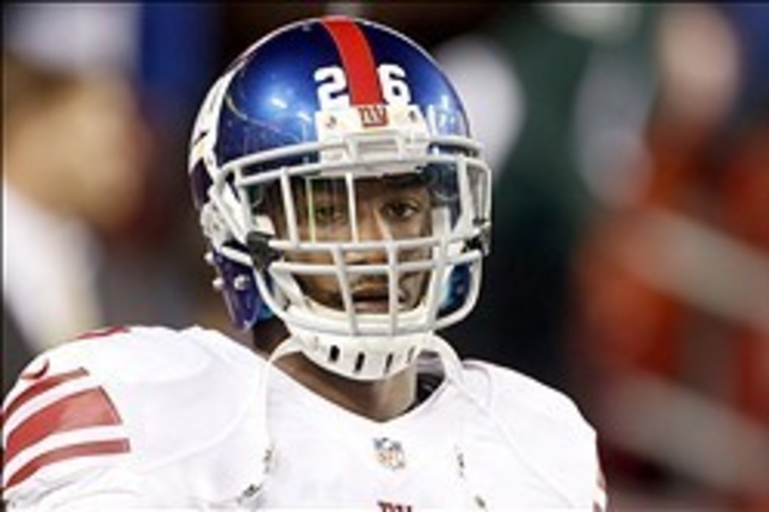 Dec 3, 2012; Landover, MD, USA; New York Giants free safety Antrel Rolle (26) warms up before the game against the Washington Redskins at FedEx Field.  Mandatory Credit: Andrew Mills/THE STAR-LEDGER via USA TODAY Sports