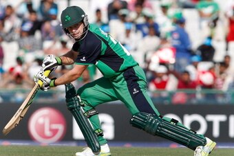 MOHALI, INDIA - MARCH 11:  Ed Joyce of Ireland batting during the 2011 ICC World Cup Group B match between Ireland and the West Indies at Punjab Cricket Association Stadium on March 11, 2011 in Mohali, India.  (Photo by Graham Crouch/Getty Images)