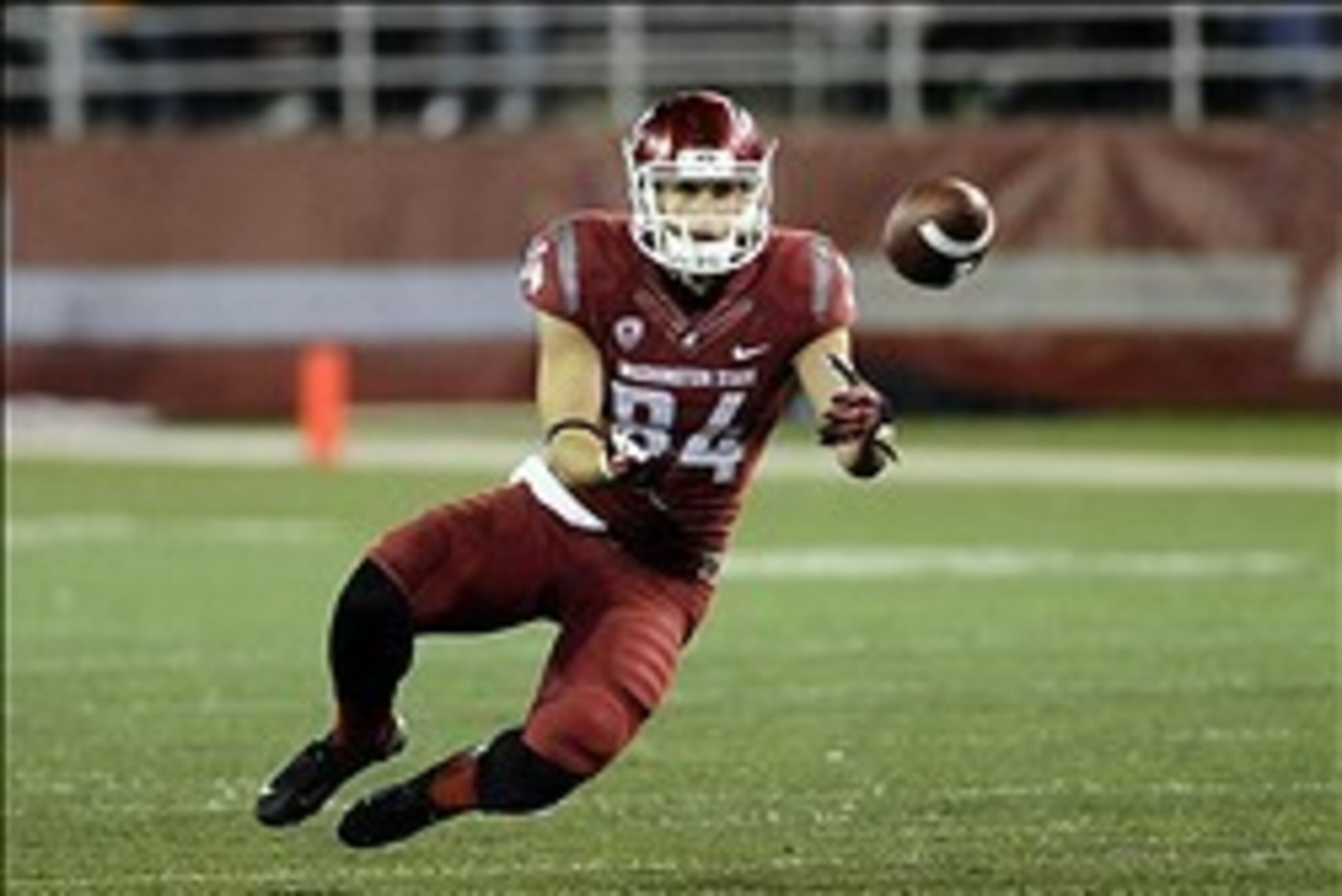 Oct 12, 2013; Pullman, WA, USA; Washington State Cougars wide receiver River Cracraft (84) makes a catch against the Oregon State Beavers during the second half at Martin Stadium. The Beavers beat the Cougars 52-24. Mandatory Credit: James Snook-USA TODAY