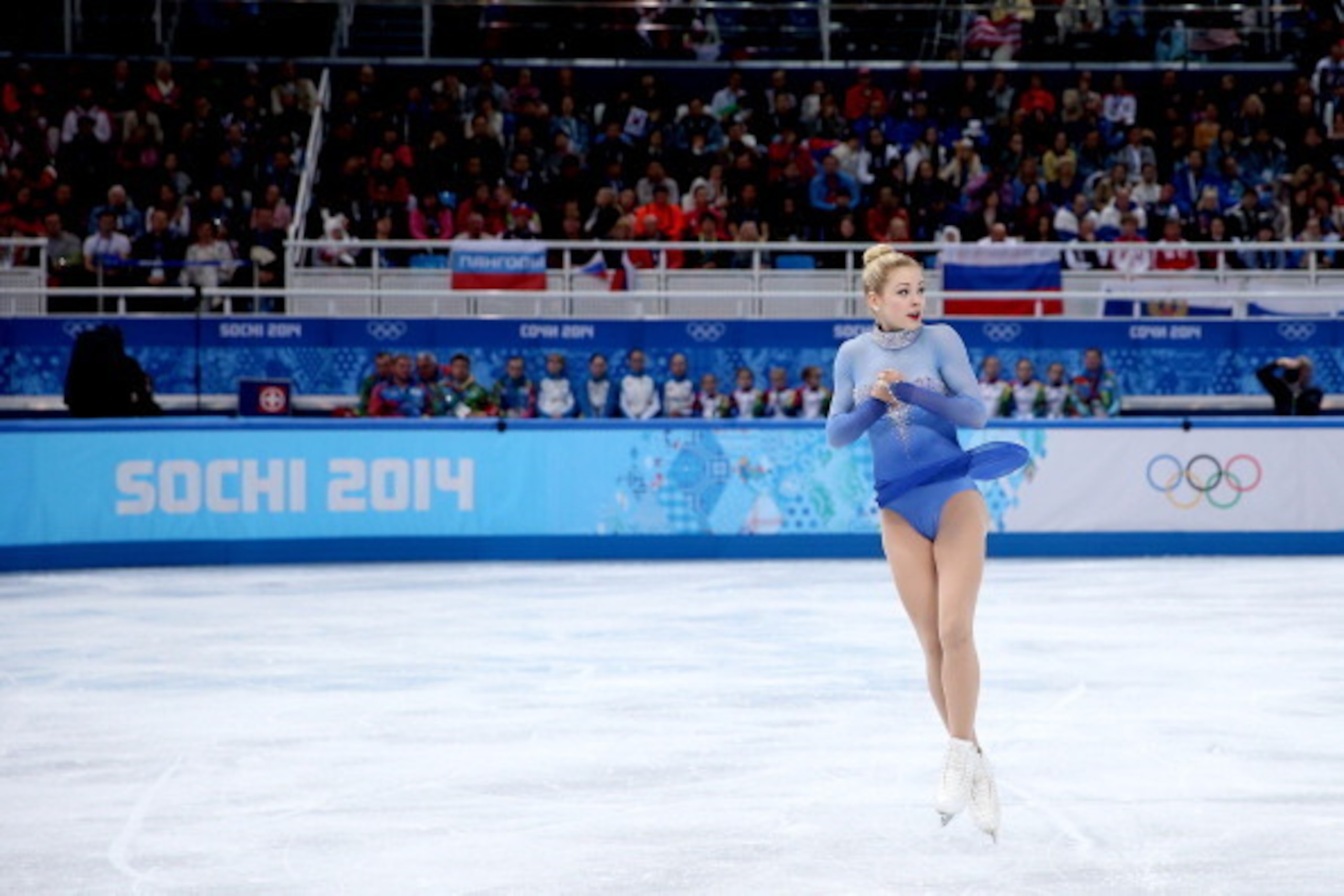 SOCHI, RUSSIA - FEBRUARY 20:  Gracie Gold of the United States competes in the Figure Skating Ladies' Free Skating on day 13 of the Sochi 2014 Winter Olympics at Iceberg Skating Palace on February 20, 2014 in Sochi, Russia.  (Photo by Matthew Stockman/Get