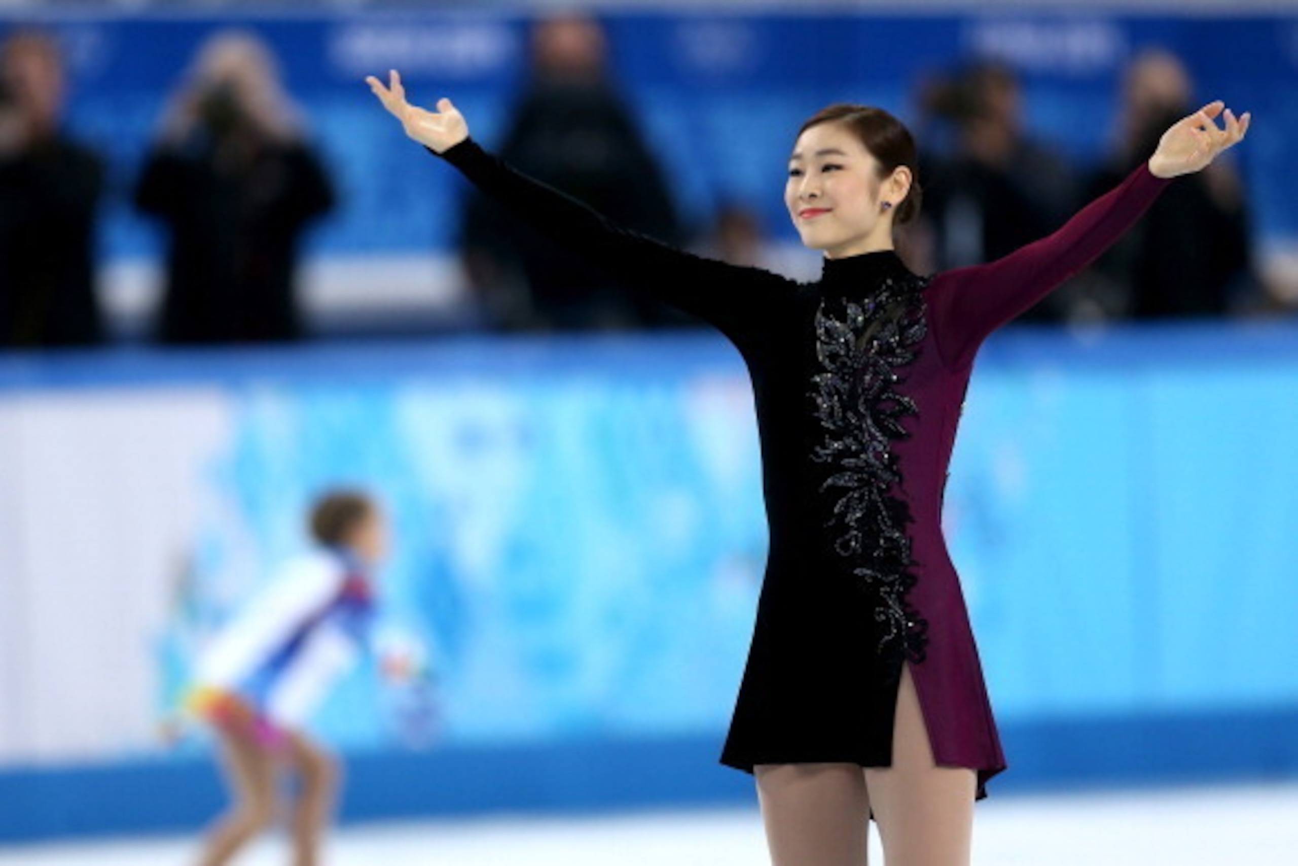 SOCHI, RUSSIA - FEBRUARY 20:  Yuna Kim of South Korea reacts after competing in the Figure Skating Ladies' Free Skating on day 13 of the Sochi 2014 Winter Olympics at Iceberg Skating Palace on February 20, 2014 in Sochi, Russia.  (Photo by Matthew Stockma