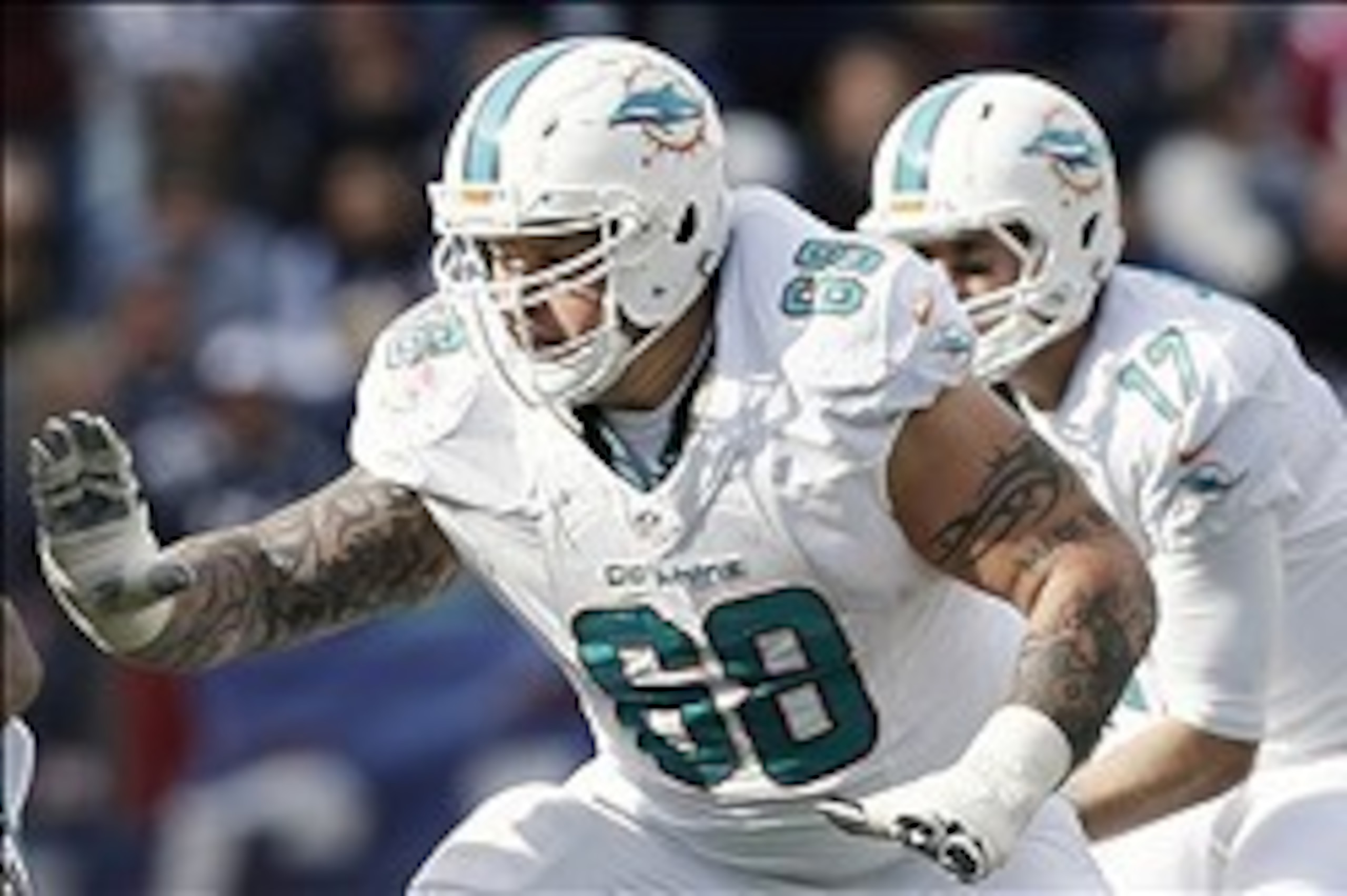 Oct 27, 2013; Foxborough, MA, USA; Miami Dolphins guard Richie Incognito (68) prepares to block against the New England Patriots during the second quarter at Gillette Stadium. Mandatory Credit: Winslow Townson-USA TODAY Sports