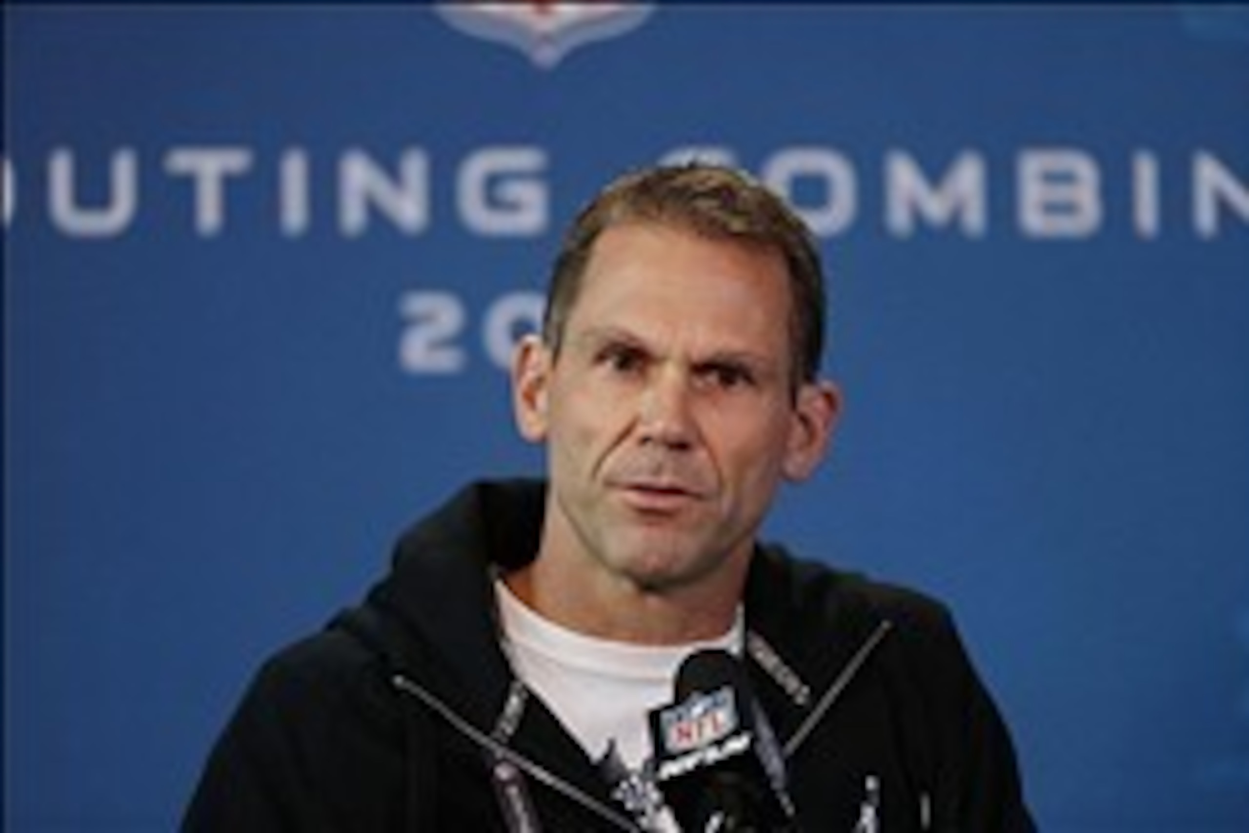 Feb 21, 2013; Indianapolis, IN, USA; San Francisco 49ers general manager Trent Baalke speaks at a press conference during the 2013 NFL Combine at Lucas Oil Stadium.  Mandatory Credit: Brian Spurlock-USA TODAY Sports