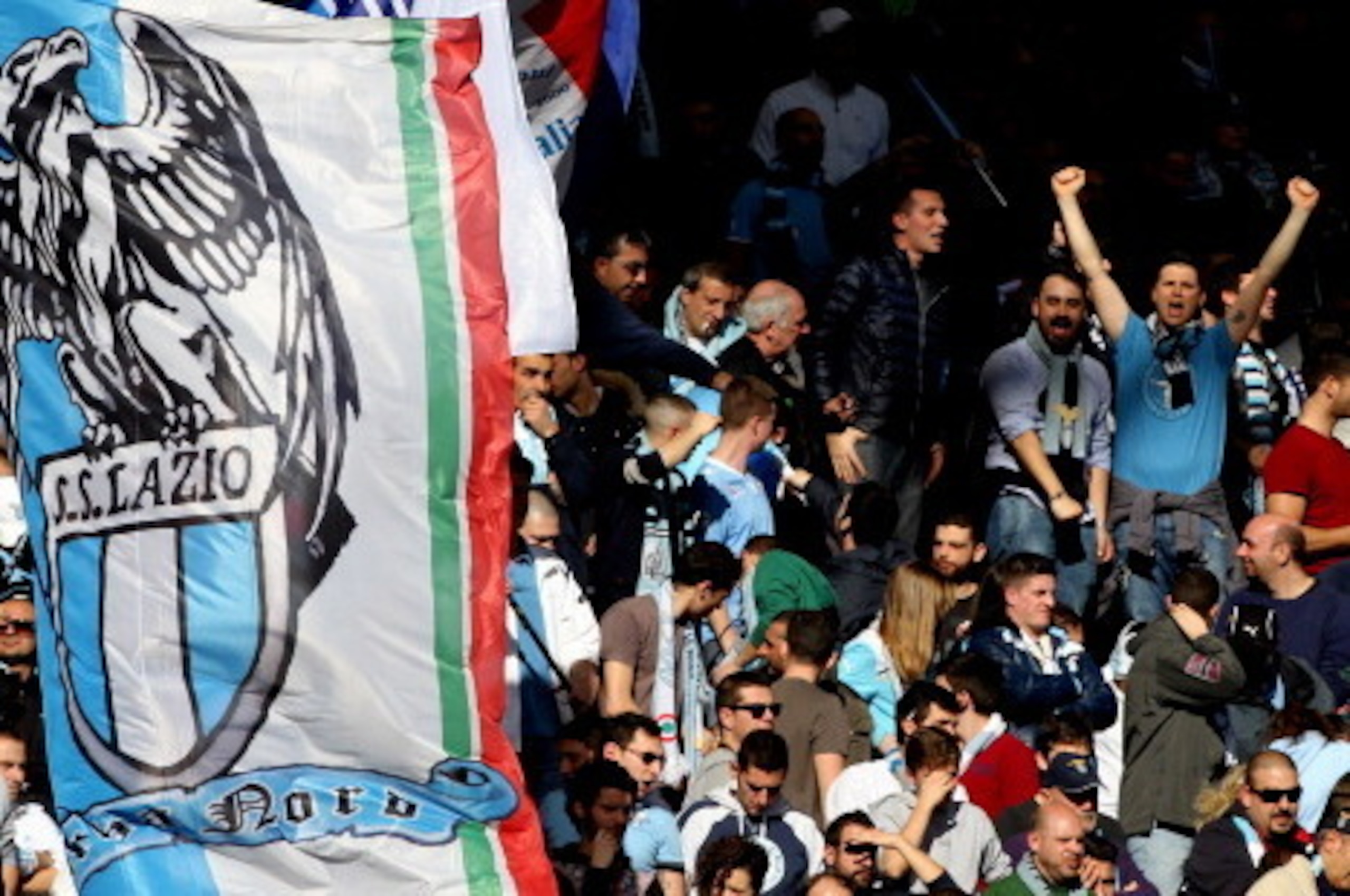 ROME, ITALY - FEBRUARY 09:  SS Lazio fans support their team during the Serie A match between SS Lazio and AS Roma at Stadio Olimpico on February 9, 2014 in Rome, Italy.  (Photo by Paolo Bruno/Getty Images)