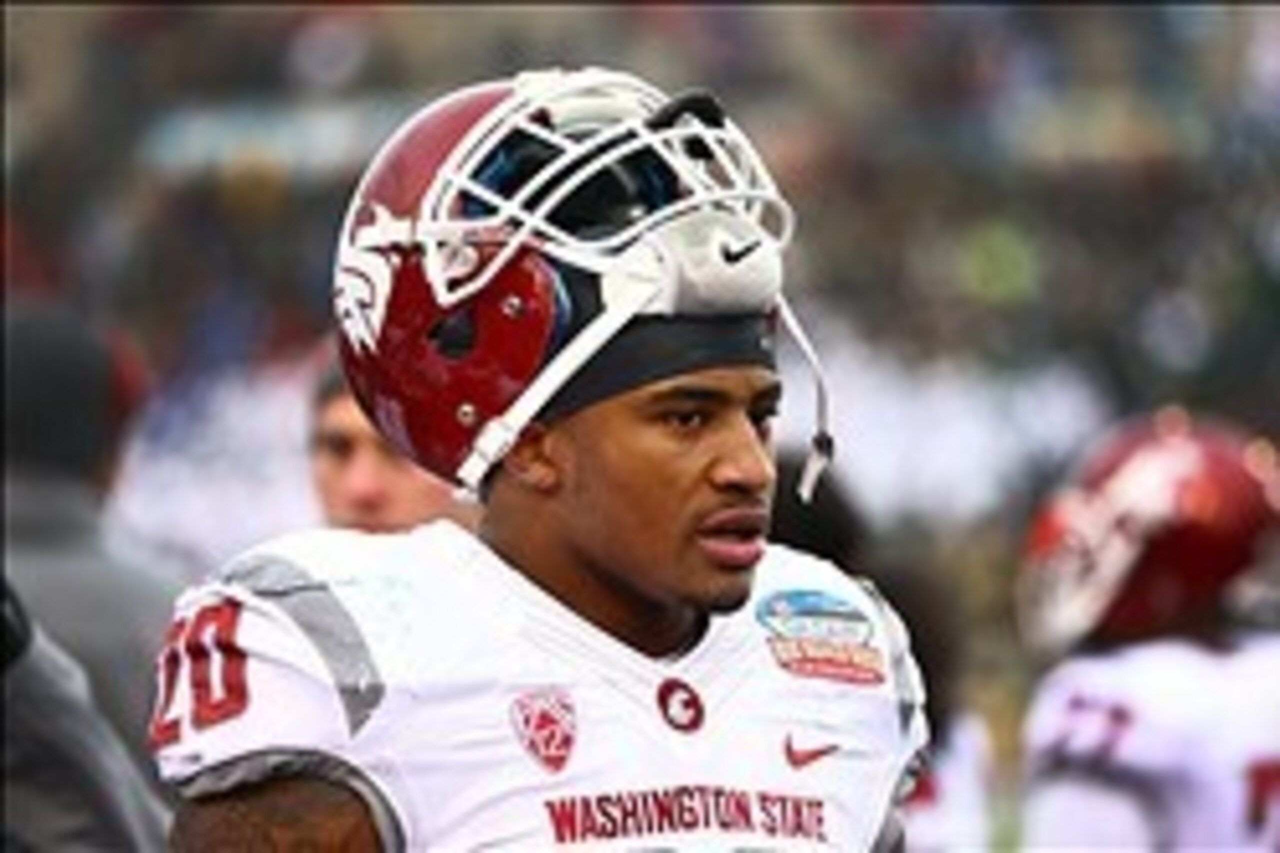 Dec 21, 2013; Albuquerque, NM, USA; Washington State Cougars safety Deone Bucannon during the second half against the Colorado State Rams during the Gildan New Mexico Bowl at University Stadium. The Rams defeated the Cougars 48-45. Mandatory Credit: Mark Dec 21, 2013; Albuquerque, NM, USA; Washington State Cougars safety Deone Bucannon during the second half against the Colorado State Rams during the Gildan New Mexico Bowl at University Stadium. The Rams defeated the Cougars 48-45. Mandatory Credit: Mark