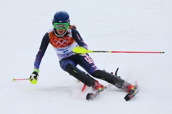 SOCHI, RUSSIA - FEBRUARY 21:  Mikaela Shiffrin of the United States in action during the Women's Slalom during day 14 of the Sochi 2014 Winter Olympics at Rosa Khutor Alpine Center on February 21, 2014 in Sochi, Russia.  (Photo by Alexander Hassenstein/Ge