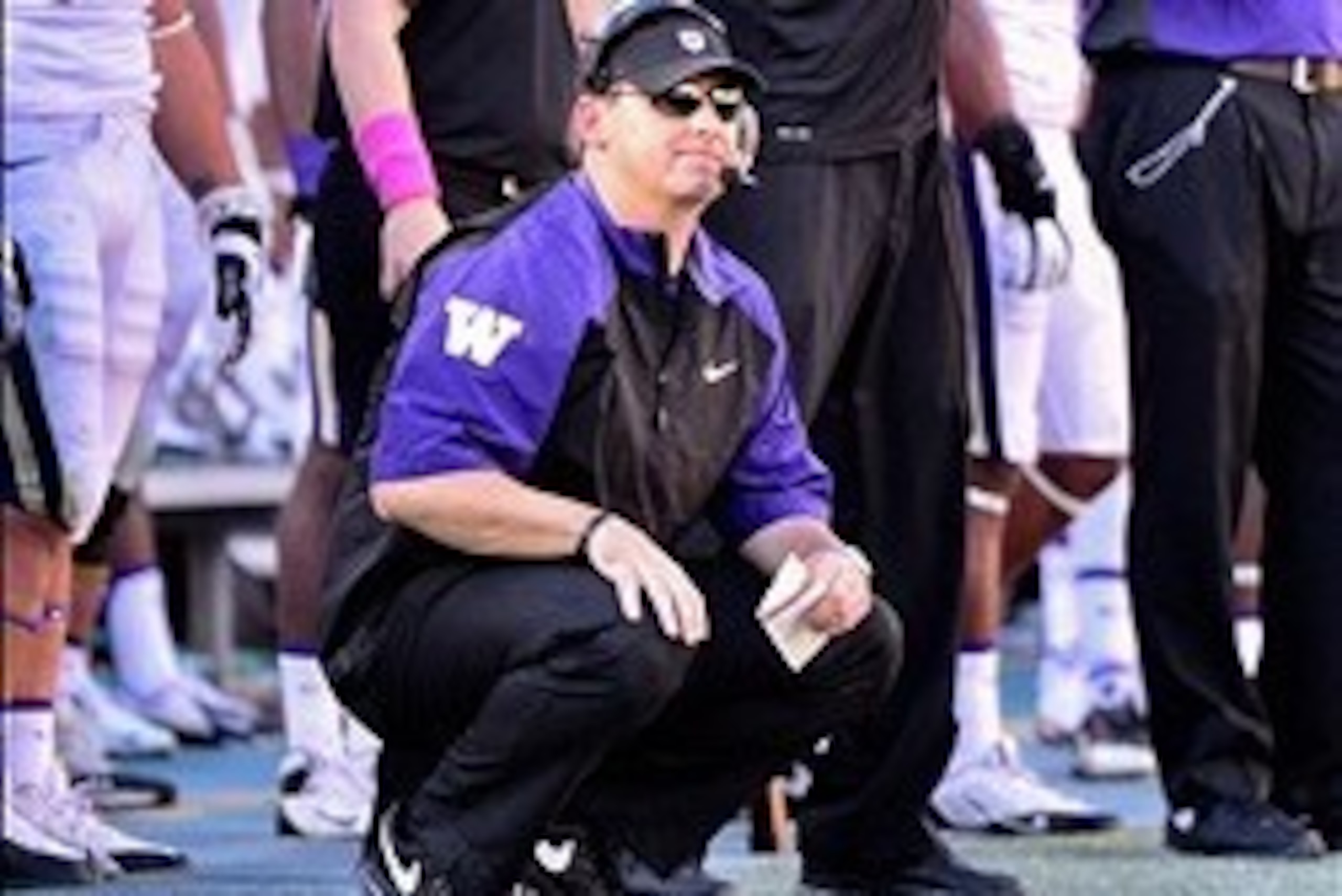 Oct 19, 2013; Tempe, AZ, USA; Washington Huskies head coach Steve Sarkisian looks on during the first half against the Arizona State Sun Devils at Sun Devil Stadium. Mandatory Credit: Matt Kartozian-USA TODAY Sports