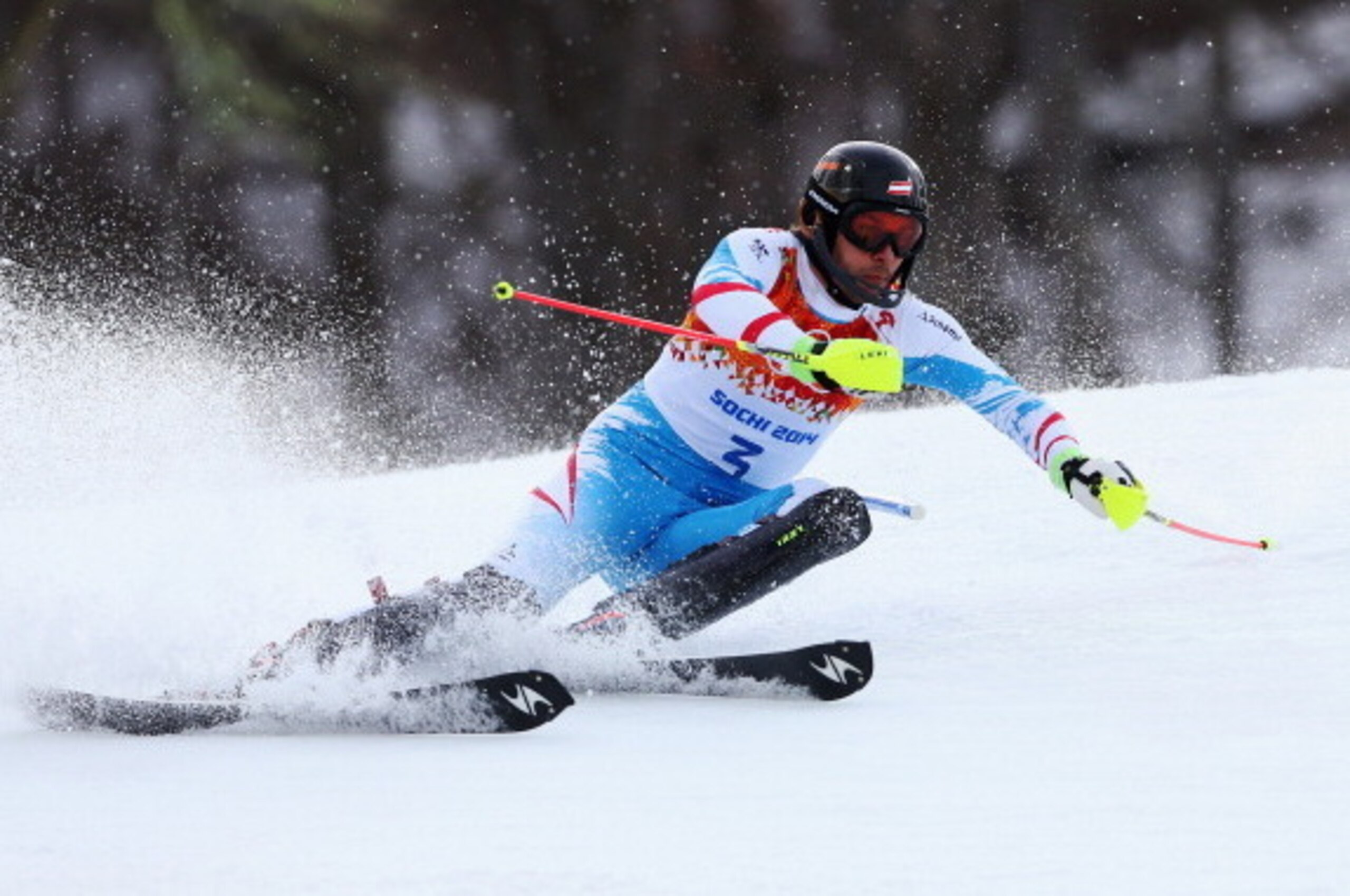 SOCHI, RUSSIA - FEBRUARY 22:  Mario Matt of Austria in action during the Men's Slalom during day 15 of the Sochi 2014 Winter Olympics at Rosa Khutor Alpine Center on February 22, 2014 in Sochi, Russia.  (Photo by Alexander Hassenstein/Getty Images)