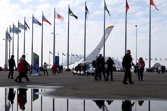 SOCHI, RUSSIA - FEBRUARY 17:  The Olympic flame burns on day 10 of the 2014 Winter Olympics at the Olympic Park on February 17, 2014 in Sochi, Russia.  (Photo by Bruce Bennett/Getty Images)