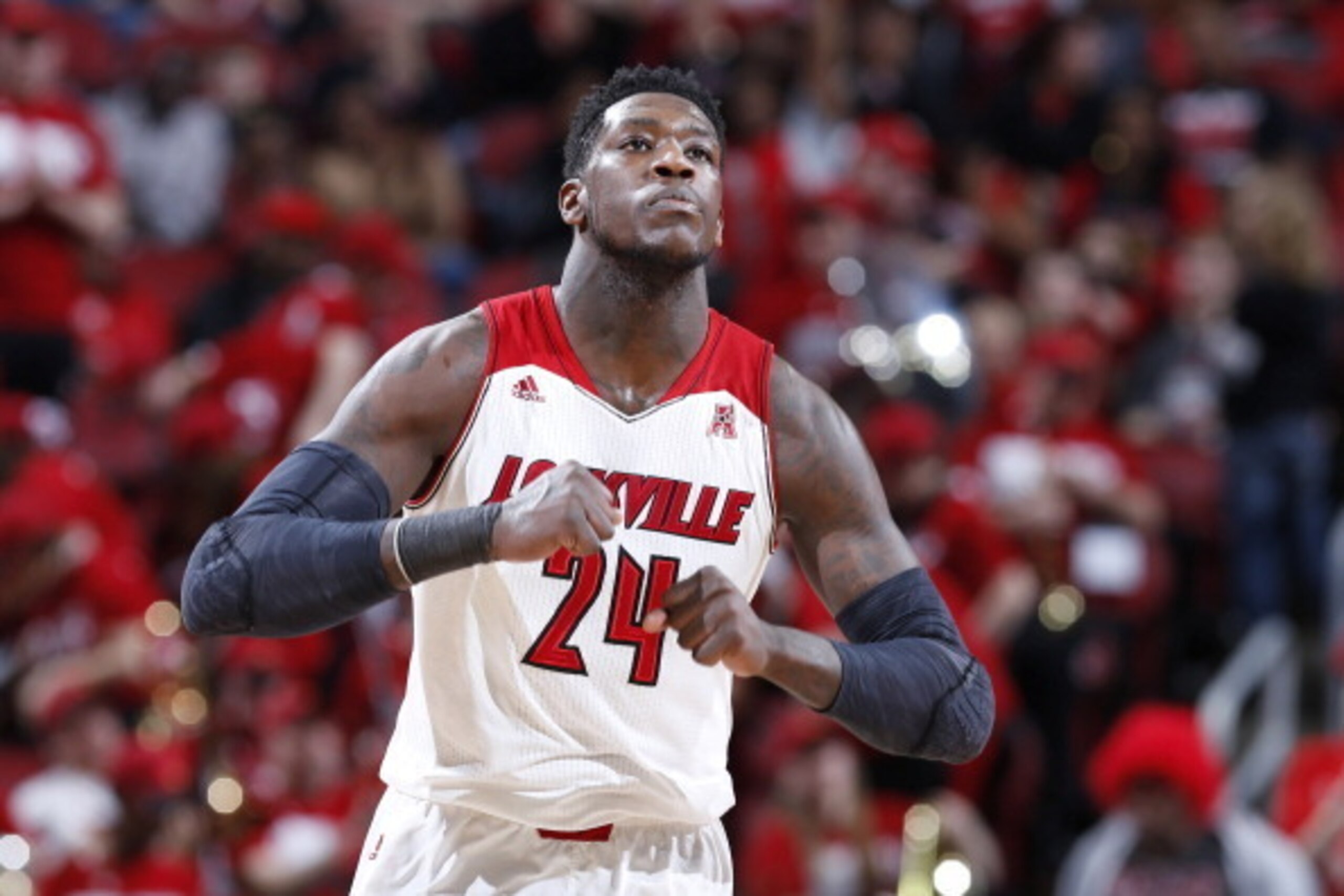 LOUISVILLE, KY - FEBRUARY 18: Montrezl Harrell #24 of the Louisville Cardinals celebrates after a basket against the South Florida Bulls during the first half of the game at KFC Yum! Center on February 18, 2014 in Louisville, Kentucky. (Photo by Joe Robbi LOUISVILLE, KY - FEBRUARY 18: Montrezl Harrell #24 of the Louisville Cardinals celebrates after a basket against the South Florida Bulls during the first half of the game at KFC Yum! Center on February 18, 2014 in Louisville, Kentucky. (Photo by Joe Robbi