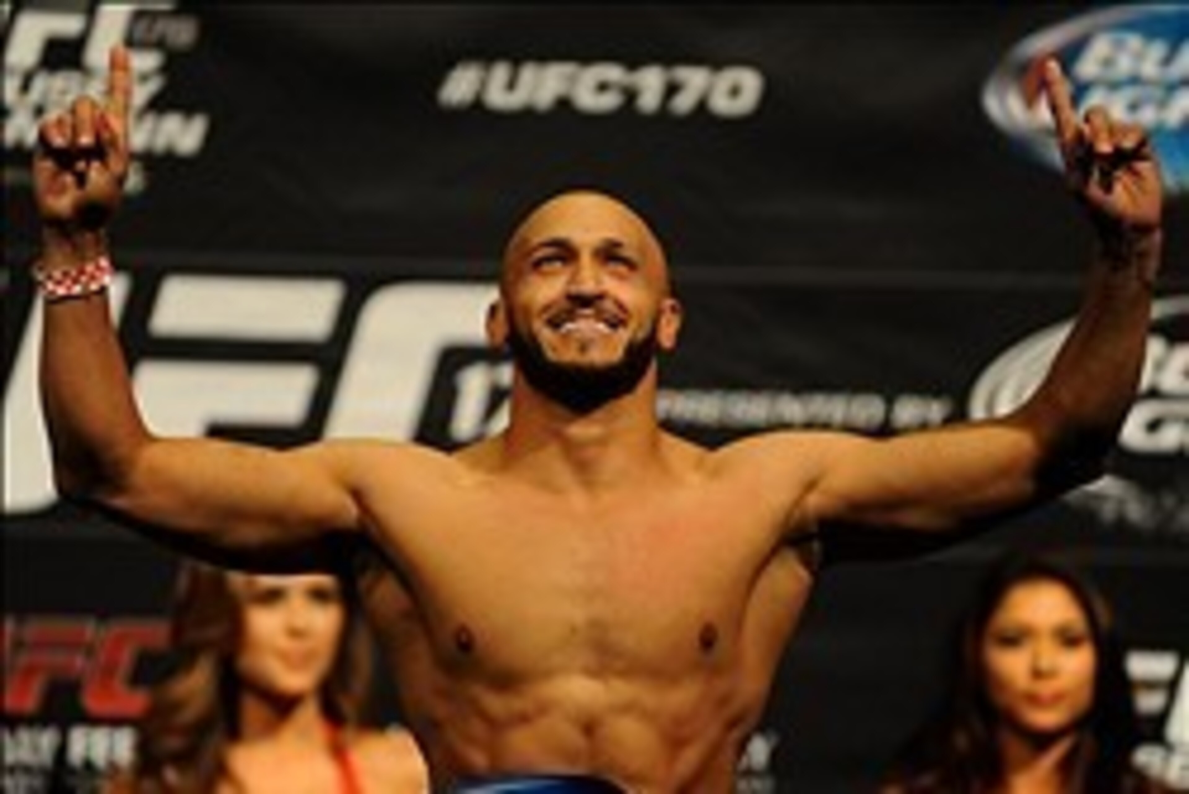 Feb 21, 2014; Las Vegas, NV, USA; UFC Lightweight Yosdenis Cedeno participates in the UFC 170 weigh-in at Mandalay Bay Events Center. Mandatory Credit: Stephen R. Sylvanie-USA TODAY Sports