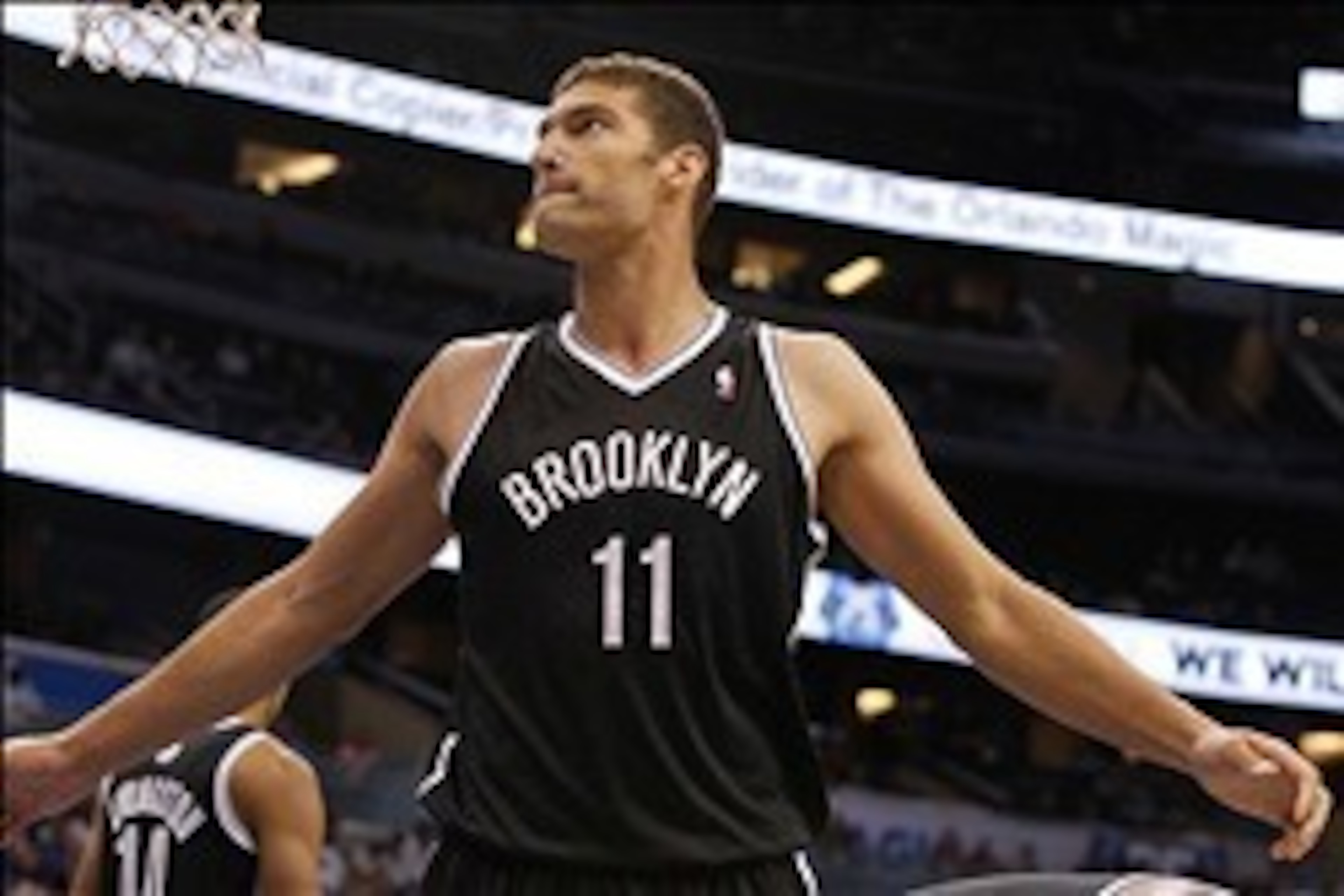 Nov 3, 2013; Orlando, FL, USA; Brooklyn Nets center Brook Lopez (11) against the Orlando Magic during the second half at Amway Center. Mandatory Credit: Kim Klement-USA TODAY Sports