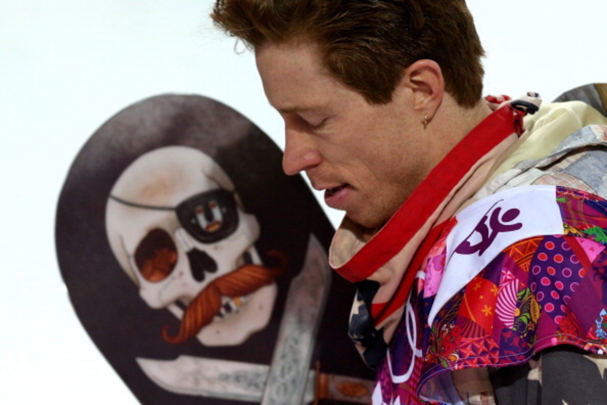 SOCHI, RUSSIA - FEBRUARY 11:  Shaun White of the United States reacts after competing in the Snowboard Men's Halfpipe Finals on day four of the Sochi 2014 Winter Olympics at Rosa Khutor Extreme Park on February 11, 2014 in Sochi, Russia.  (Photo by Camero
