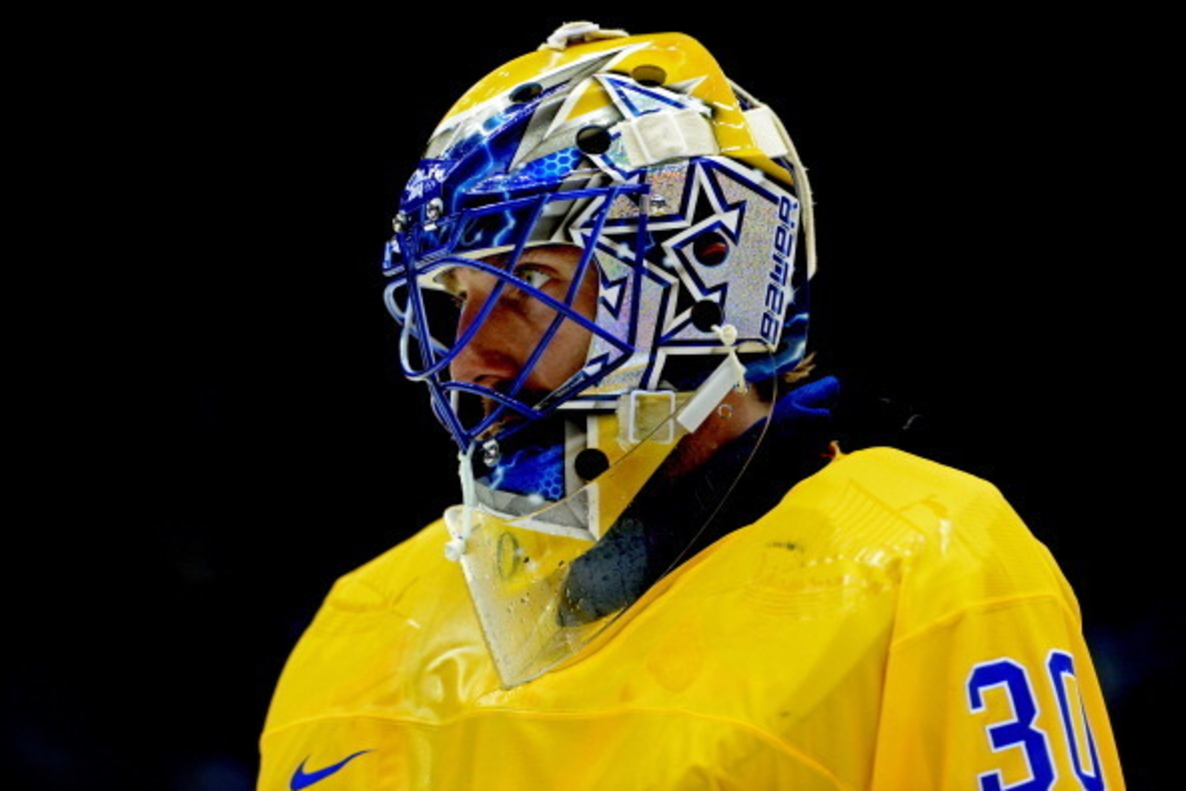 SOCHI, RUSSIA - FEBRUARY 23:  Henrik Lundqvist #30 of Sweden looks on during the Men's Ice Hockey Gold Medal match against Canada on Day 16 of the 2014 Sochi Winter Olympics at Bolshoy Ice Dome on February 23, 2014 in Sochi, Russia.  (Photo by Harry How/G