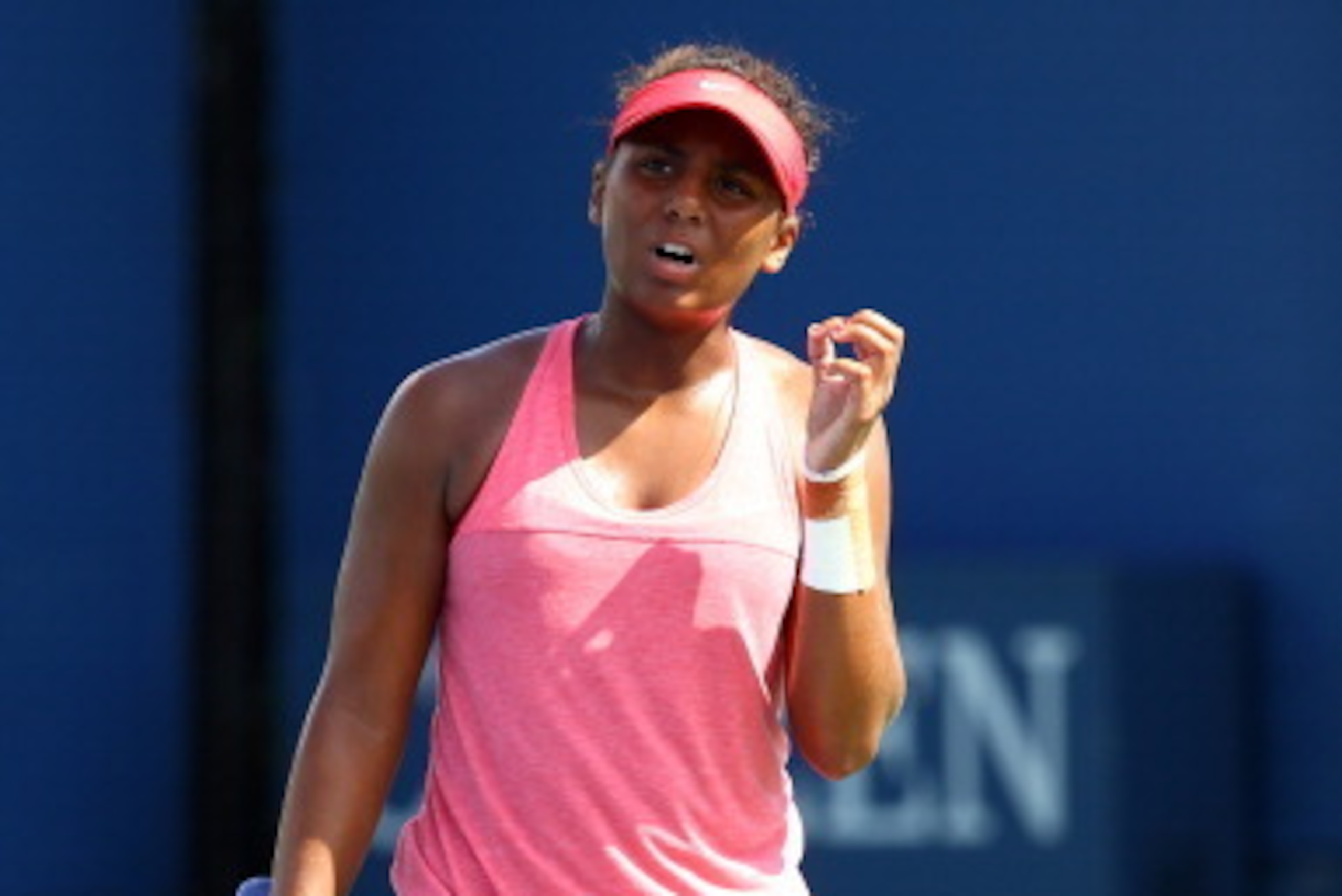 NEW YORK, NY - SEPTEMBER 08:  Tornado Alicia Black of the United States of America reacts during her junior girls' singles final match against Ana Konjuh of Croatia on Day Fourteen of the 2013 US Open at the USTA Billie Jean King National Tennis Center on