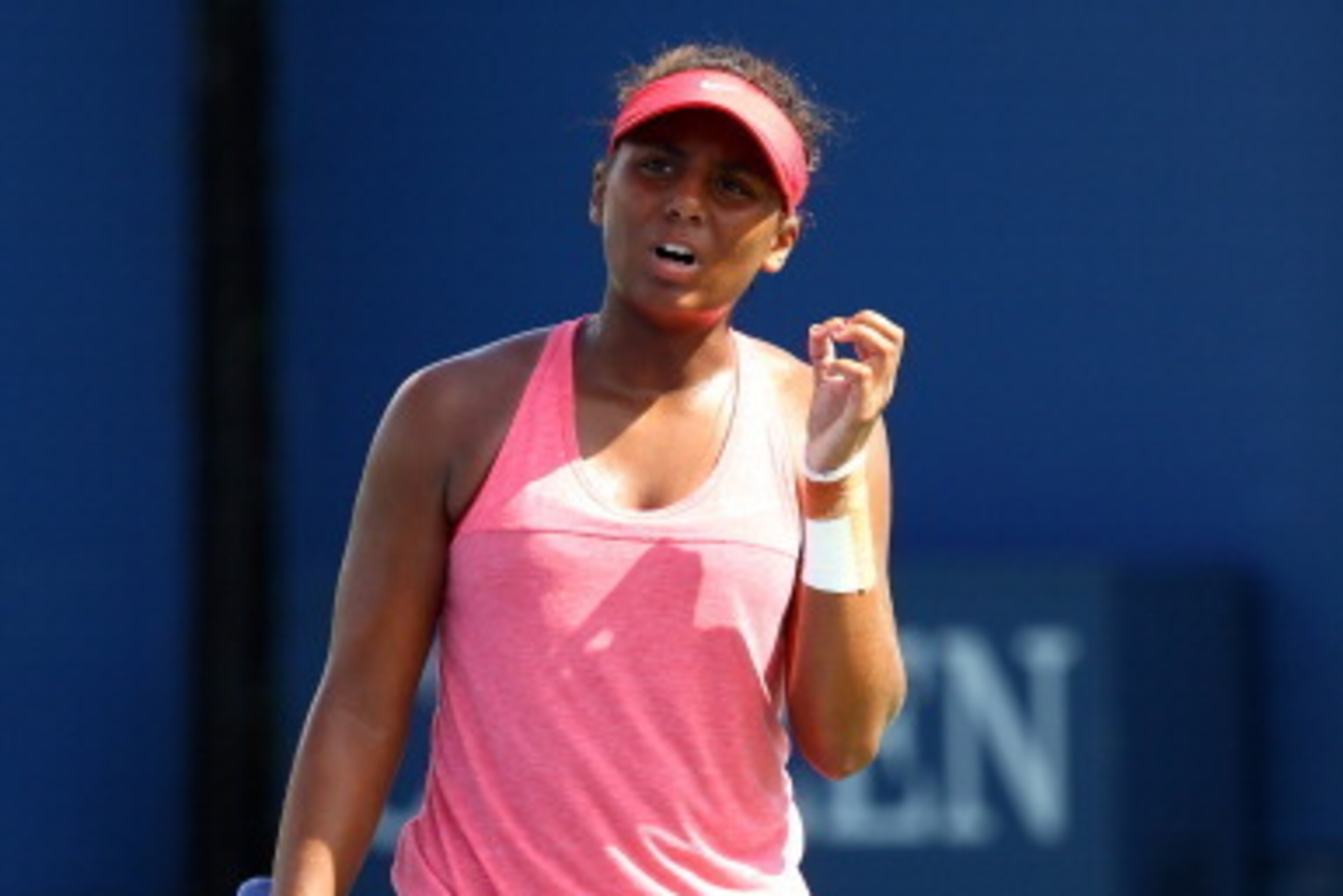 NEW YORK, NY - SEPTEMBER 08:  Tornado Alicia Black of the United States of America reacts during her junior girls' singles final match against Ana Konjuh of Croatia on Day Fourteen of the 2013 US Open at the USTA Billie Jean King National Tennis Center on