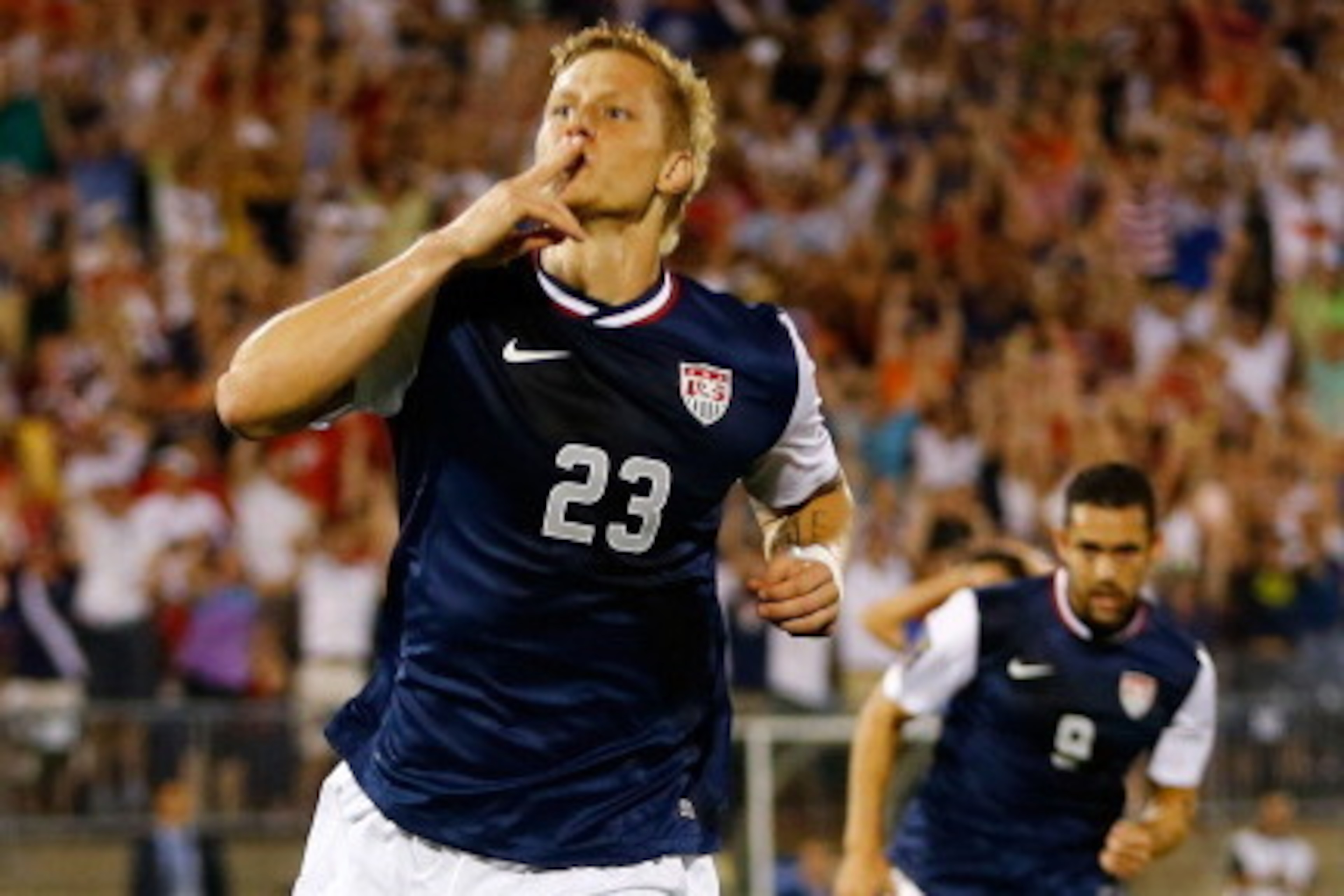 HARTFORD, CT - JULY 16: Brek Shea #23 of the United States celebrates his goal after scoring late in the second half against Costa Rica during the CONCACAF Gold Cup match at Rentschler Field on July 16, 2013 in East Hartford, Connecticut. (Photo by Jared HARTFORD, CT - JULY 16: Brek Shea #23 of the United States celebrates his goal after scoring late in the second half against Costa Rica during the CONCACAF Gold Cup match at Rentschler Field on July 16, 2013 in East Hartford, Connecticut. (Photo by Jared