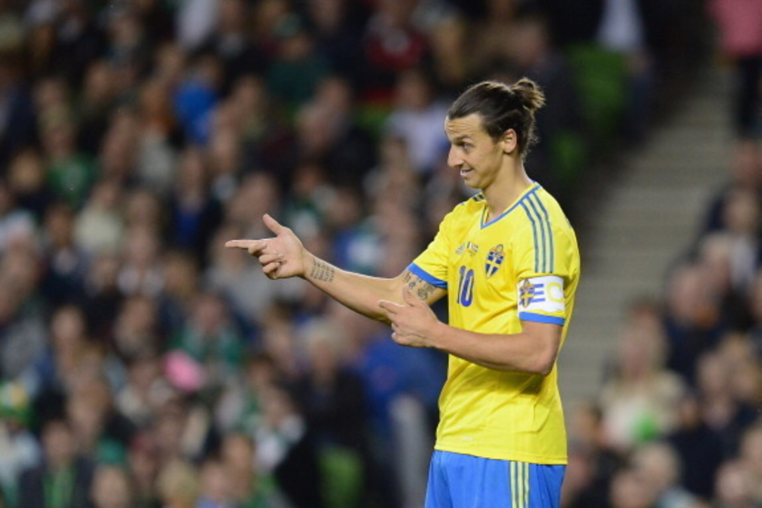 DUBLIN, IRELAND - SEPTEMBER 06: Zlatan Ibrahimovic of Sweden in action during the FIFA 2014 World Cup Qualifying Group C match between Republic of Ireland and Sweden at Aviva Stadium on September 6, 2013 in Dublin, Ireland. (Photo by Jamie McDonald/Gett DUBLIN, IRELAND - SEPTEMBER 06: Zlatan Ibrahimovic of Sweden in action during the FIFA 2014 World Cup Qualifying Group C match between Republic of Ireland and Sweden at Aviva Stadium on September 6, 2013 in Dublin, Ireland. (Photo by Jamie McDonald/Gett