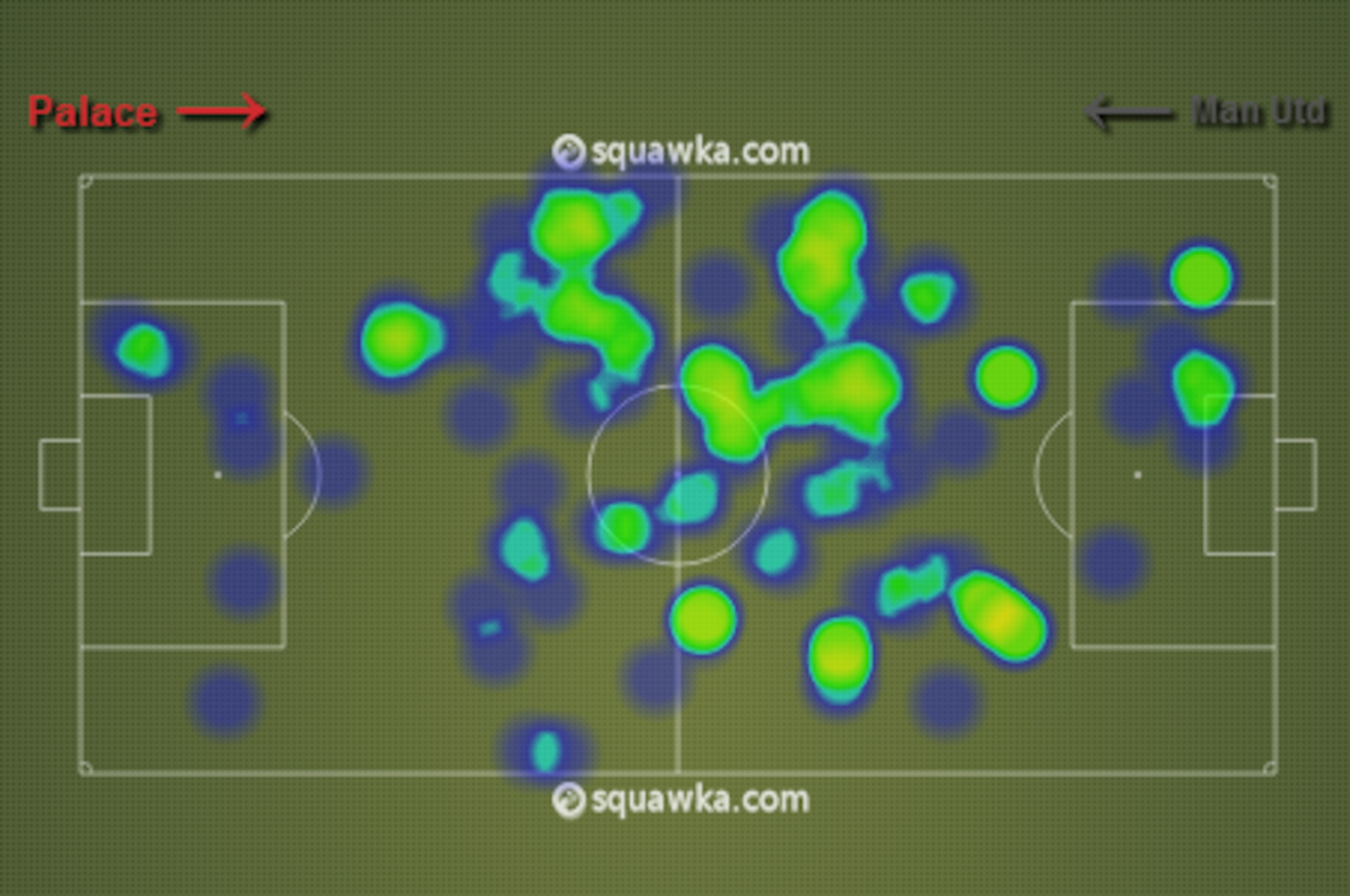 Marouane Fellaini's heatmap against Crystal Palace