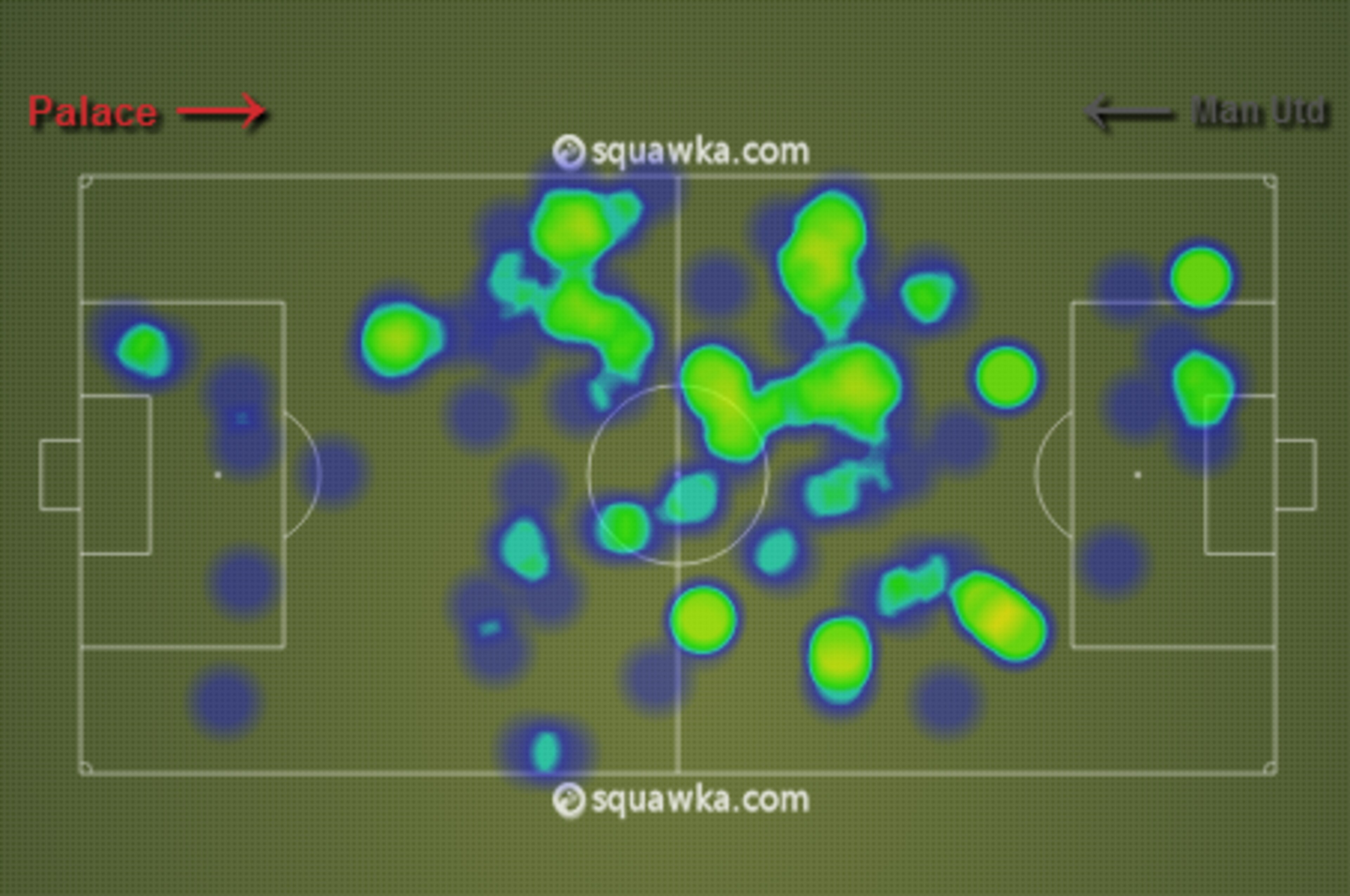 Marouane Fellaini's heatmap against Crystal Palace