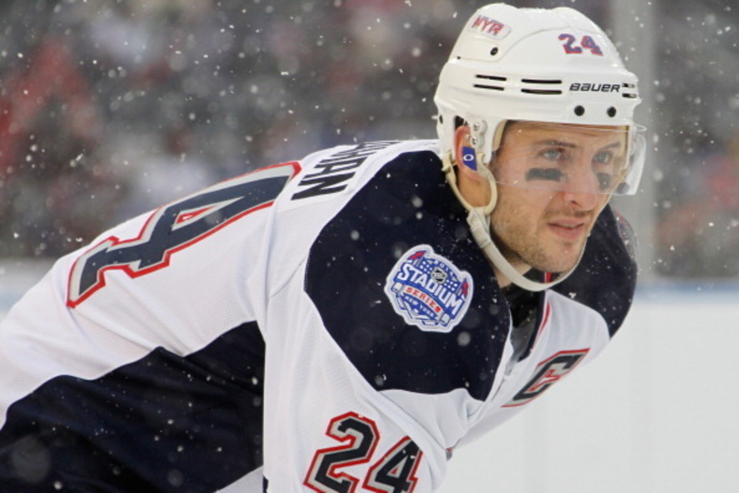 NEW YORK, NY - JANUARY 26: (EDITORIAL USE ONLY) Ryan Callahan #24 of the New York Rangers looks on during a break in the action against the New Jersey Devils during the 2014 Coors Light NHL Stadium Series at Yankee Stadium on January 26, 2014 in the Bron NEW YORK, NY - JANUARY 26: (EDITORIAL USE ONLY) Ryan Callahan #24 of the New York Rangers looks on during a break in the action against the New Jersey Devils during the 2014 Coors Light NHL Stadium Series at Yankee Stadium on January 26, 2014 in the Bron