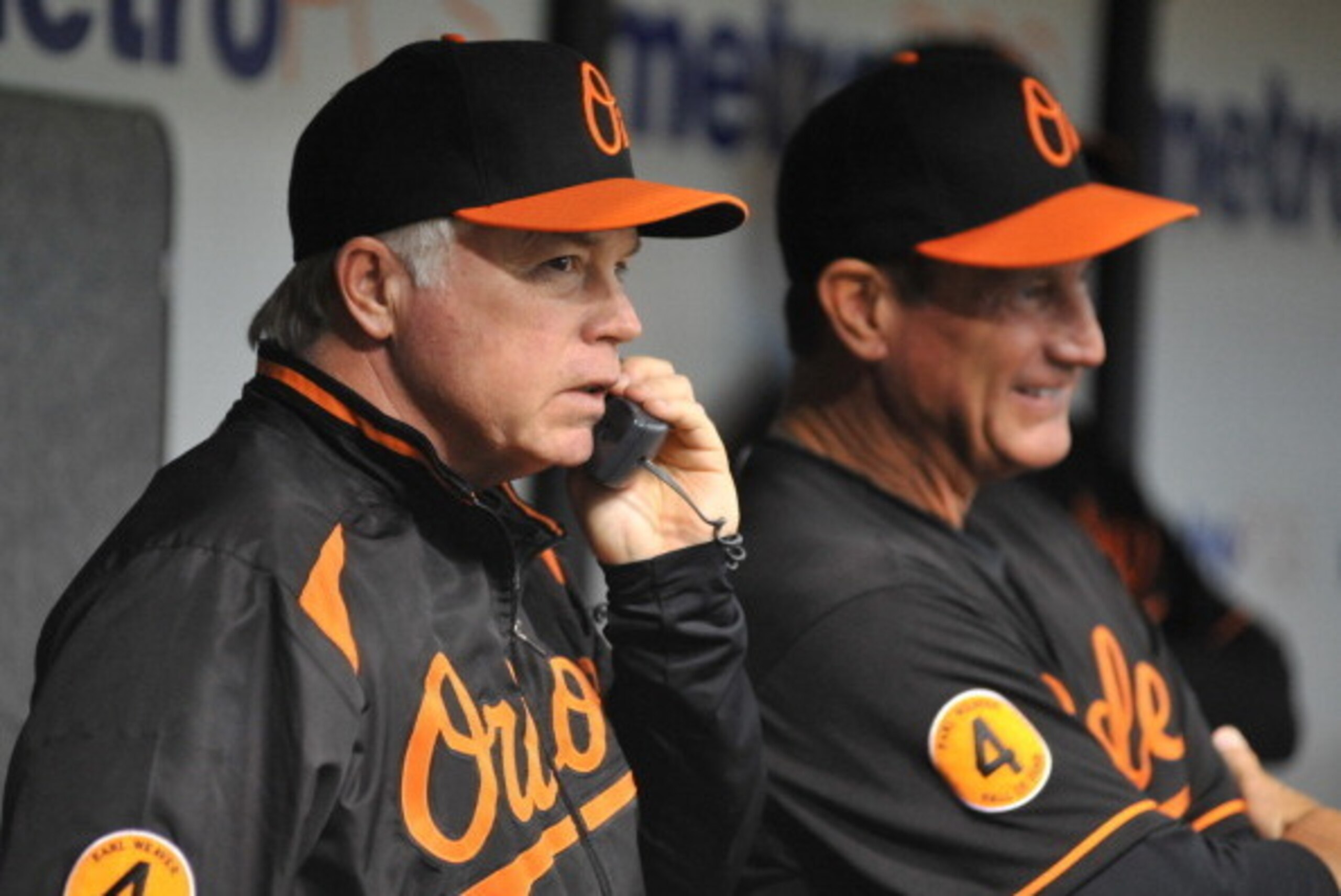 ST. PETERSBURG, FL - JUNE 7: Manager Buck Showalter of the Baltimore Orioles checks the phone to the bullpen before play against the Tampa Bay Rays June 7, 2013 at Tropicana Field in St. Petersburg, Florida. (Photo by Al Messerschmidt/Getty Images) ST. PETERSBURG, FL - JUNE 7: Manager Buck Showalter of the Baltimore Orioles checks the phone to the bullpen before play against the Tampa Bay Rays June 7, 2013 at Tropicana Field in St. Petersburg, Florida. (Photo by Al Messerschmidt/Getty Images)