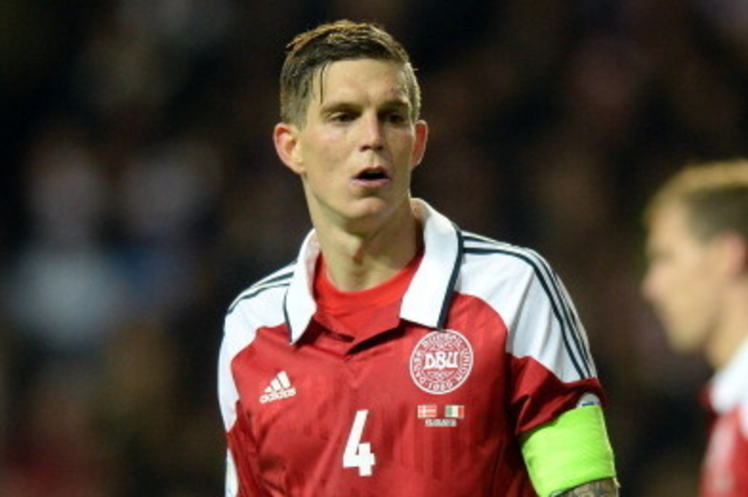 COPENHAGEN, DENMARK - OCTOBER 11:  Daniel Agger of Denmark in action during the FIFA 2014 world cup qualifier between Denmark and Italy at Parken Stadium on October 11, 2013 in Copenhagen, Denmark.  (Photo by Claudio Villa/Getty Images)