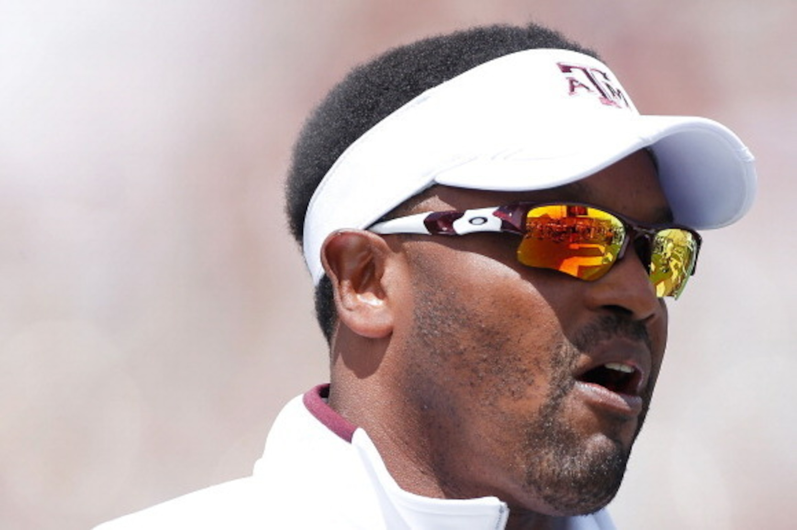 COLLEGE STATION, TX - APRIL 13:  Head coach Kevin Sumlin of the Texas A&M Aggies waits on the field before the Maroon & White spring football game at Kyle Field on April 13, 2013 in College Station, Texas.  (Photo by Scott Halleran/Getty Images)