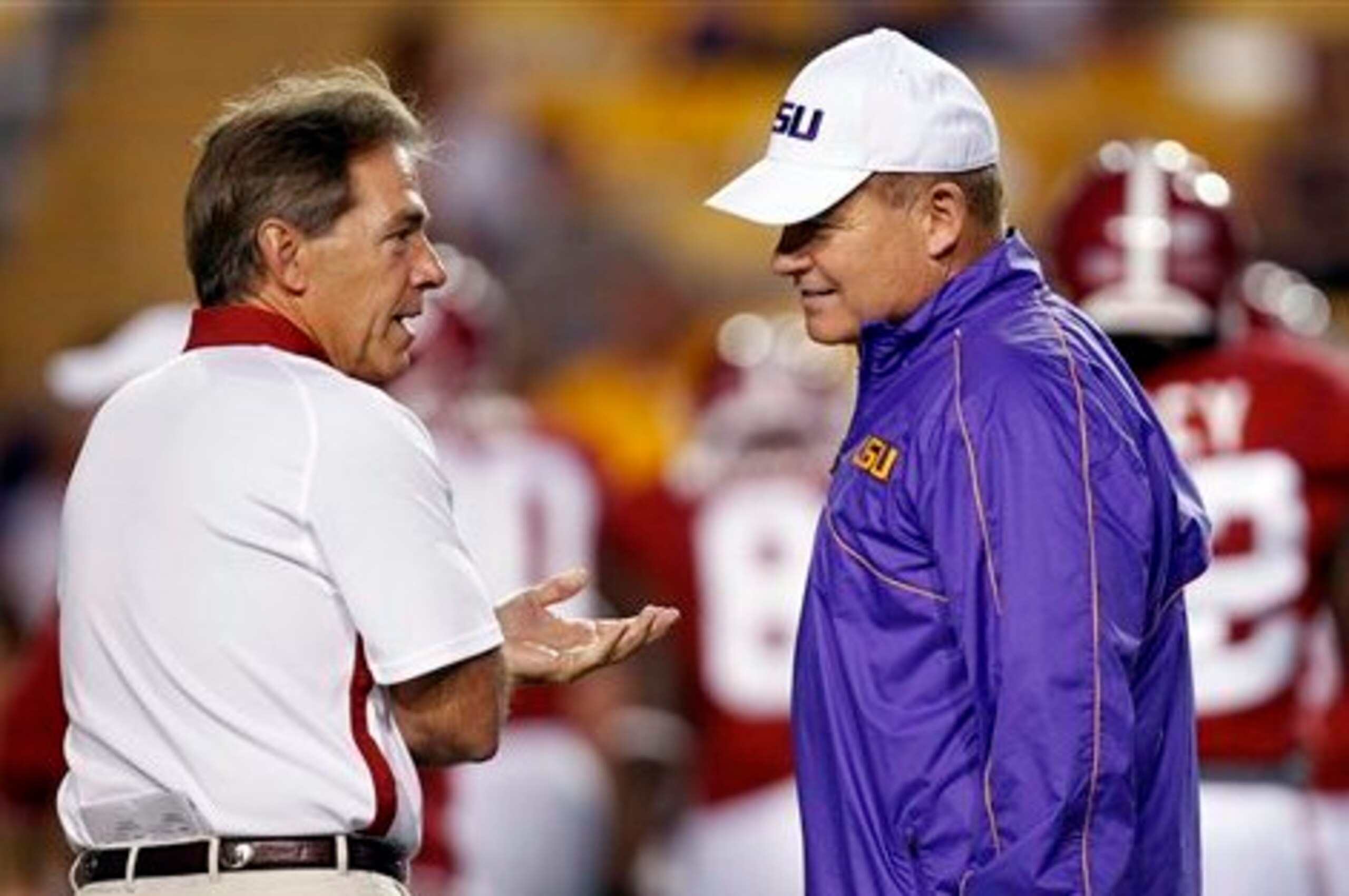 Saban and Miles routinely battle for recruits. Saban and Miles routinely battle for recruits.