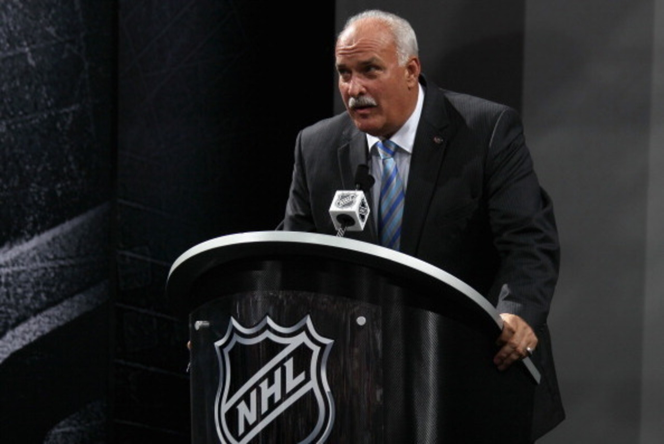 NEWARK, NJ - JUNE 30:  President of Hockey Operations/Alternate Governor John Davidson of the Columbus Blue Jackets, speaks at the podium during the 2013 NHL Draft at the Prudential Center on June 30, 2013 in Newark, New Jersey.  (Photo by Bruce Bennett/G