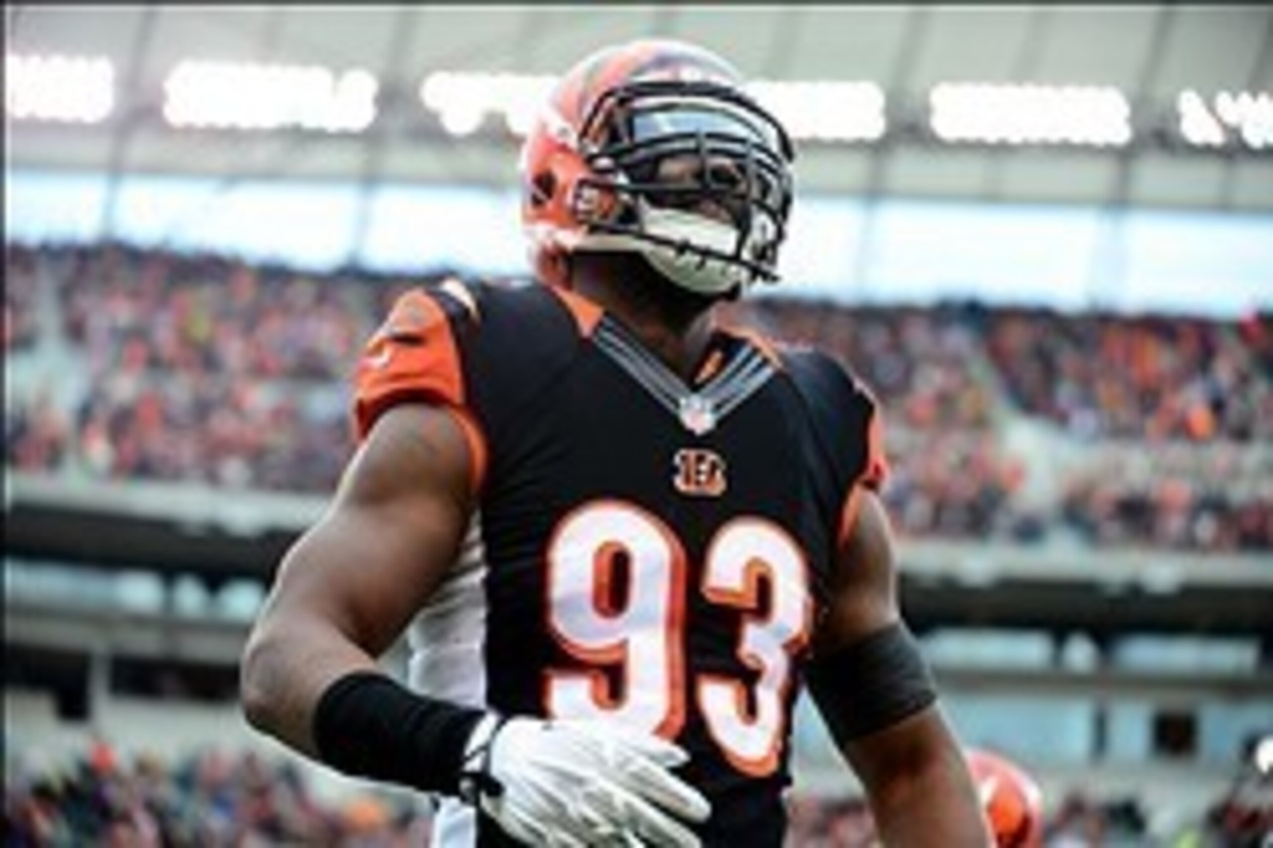 Dec 29, 2013; Cincinnati, OH, USA; Cincinnati Bengals defensive end Michael Johnson (93) against the Baltimore Ravens at Paul Brown Stadium. Bengals defeated the Ravens 34-17. Mandatory Credit: Andrew Weber-USA TODAY Sports Dec 29, 2013; Cincinnati, OH, USA; Cincinnati Bengals defensive end Michael Johnson (93) against the Baltimore Ravens at Paul Brown Stadium. Bengals defeated the Ravens 34-17. Mandatory Credit: Andrew Weber-USA TODAY Sports