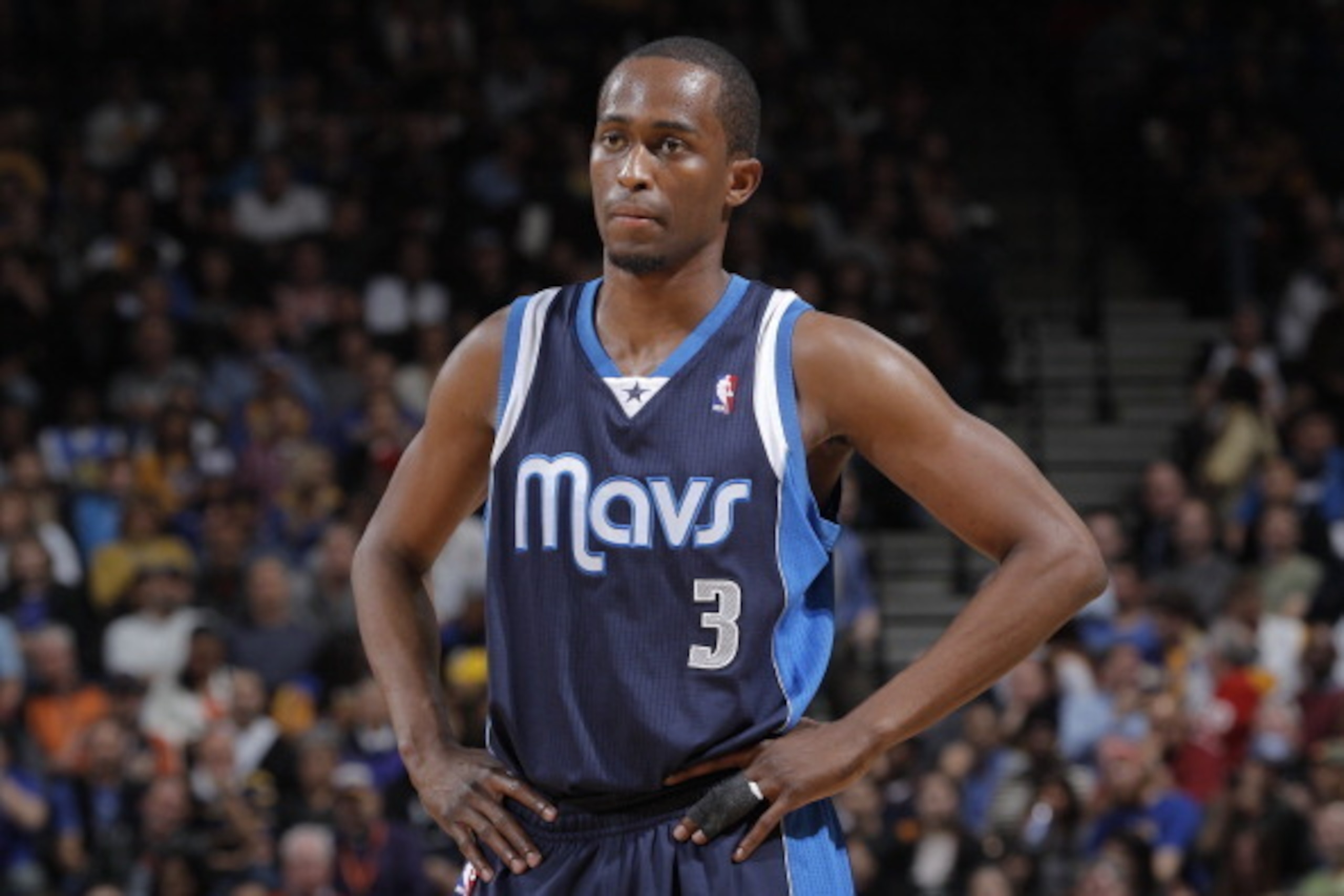 OAKLAND, CA - JANUARY 31: Rodrigue Beaubois #3 of the Dallas Mavericks in a game against the Golden State Warriors on January 31, 2013 at Oracle Arena in Oakland, California. NOTE TO USER: User expressly acknowledges and agrees that, by downloading and or