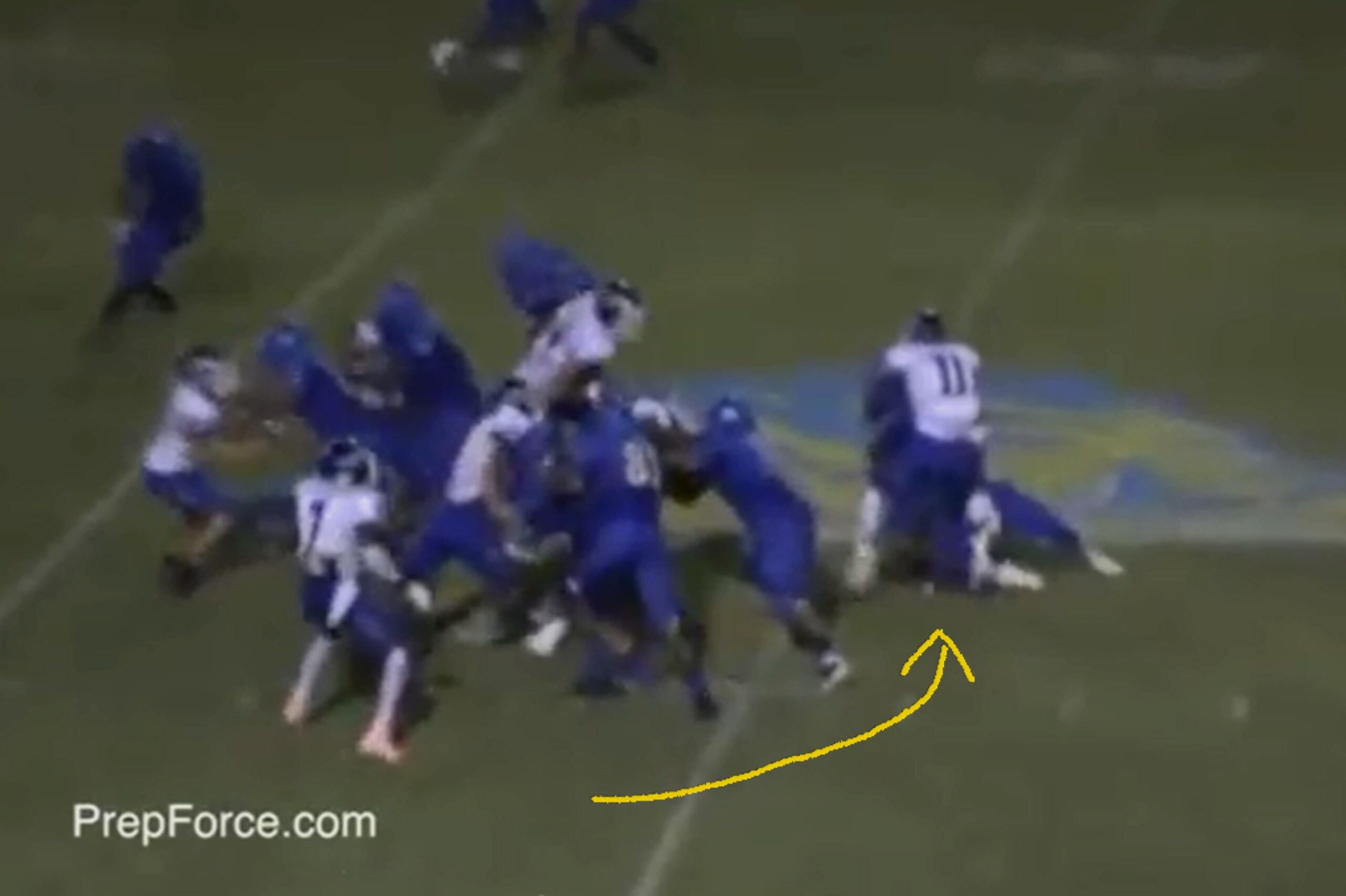 Campbell quickly attacks the backfield.