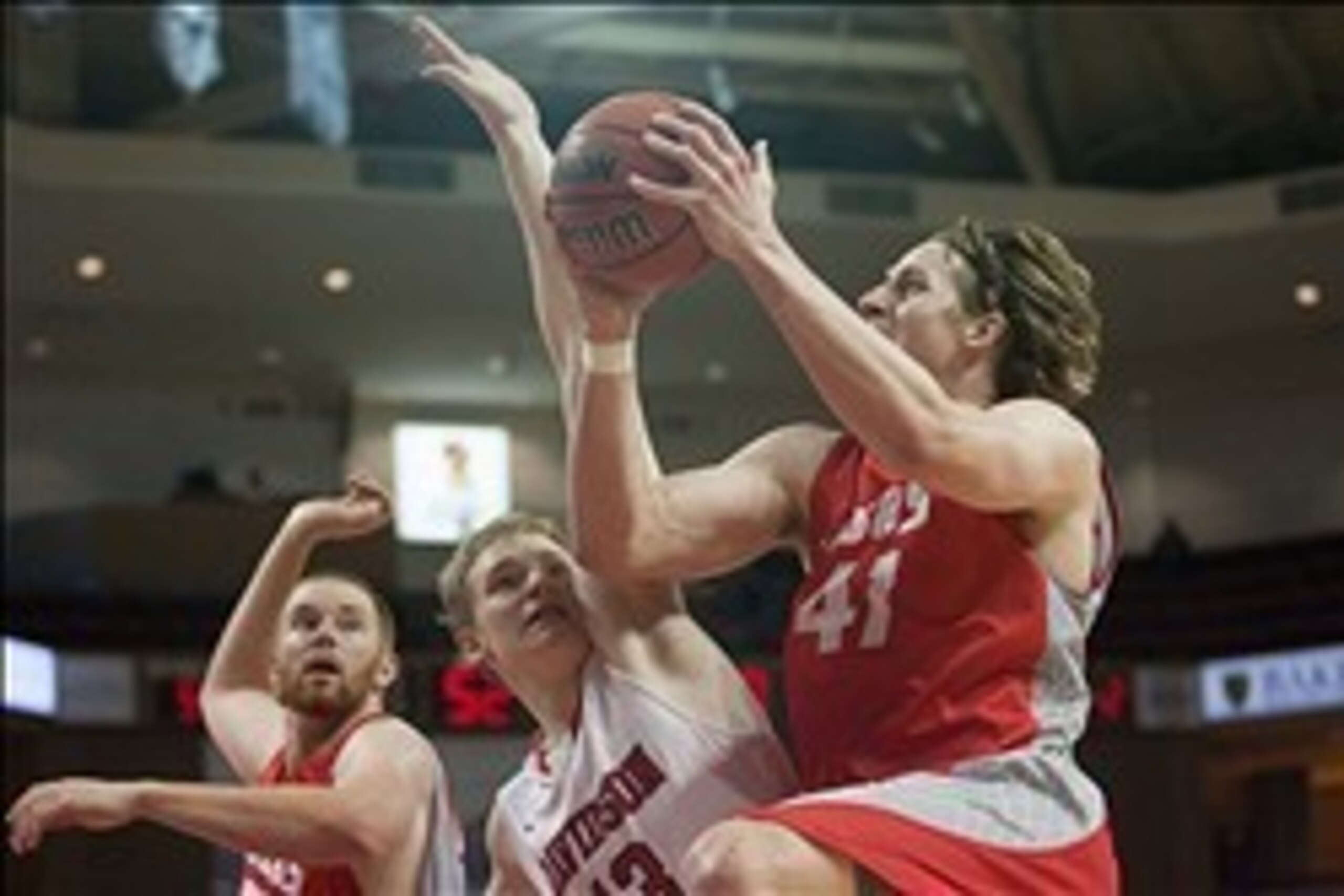 Nov 24, 2013; Charleston, SC, USA;New Mexico Lobos forward Cameron Bairstow (41) shoots the ball against the Davidson Wildcats  during the second half at TD Arena. New Mexico won 79-58. Mandatory Credit: Jeremy Brevard-USA TODAY Sports