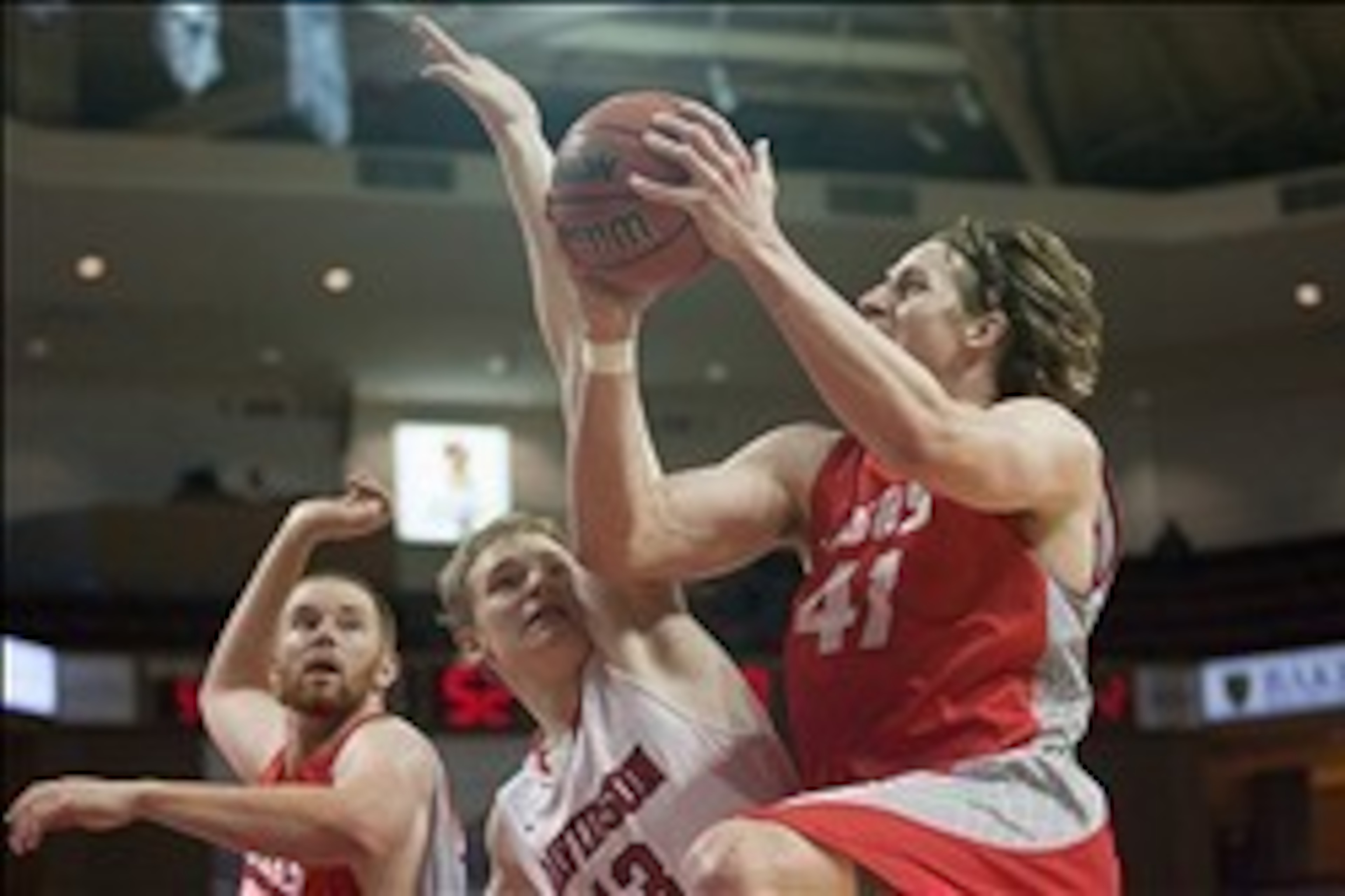 Nov 24, 2013; Charleston, SC, USA;New Mexico Lobos forward Cameron Bairstow (41) shoots the ball against the Davidson Wildcats  during the second half at TD Arena. New Mexico won 79-58. Mandatory Credit: Jeremy Brevard-USA TODAY Sports
