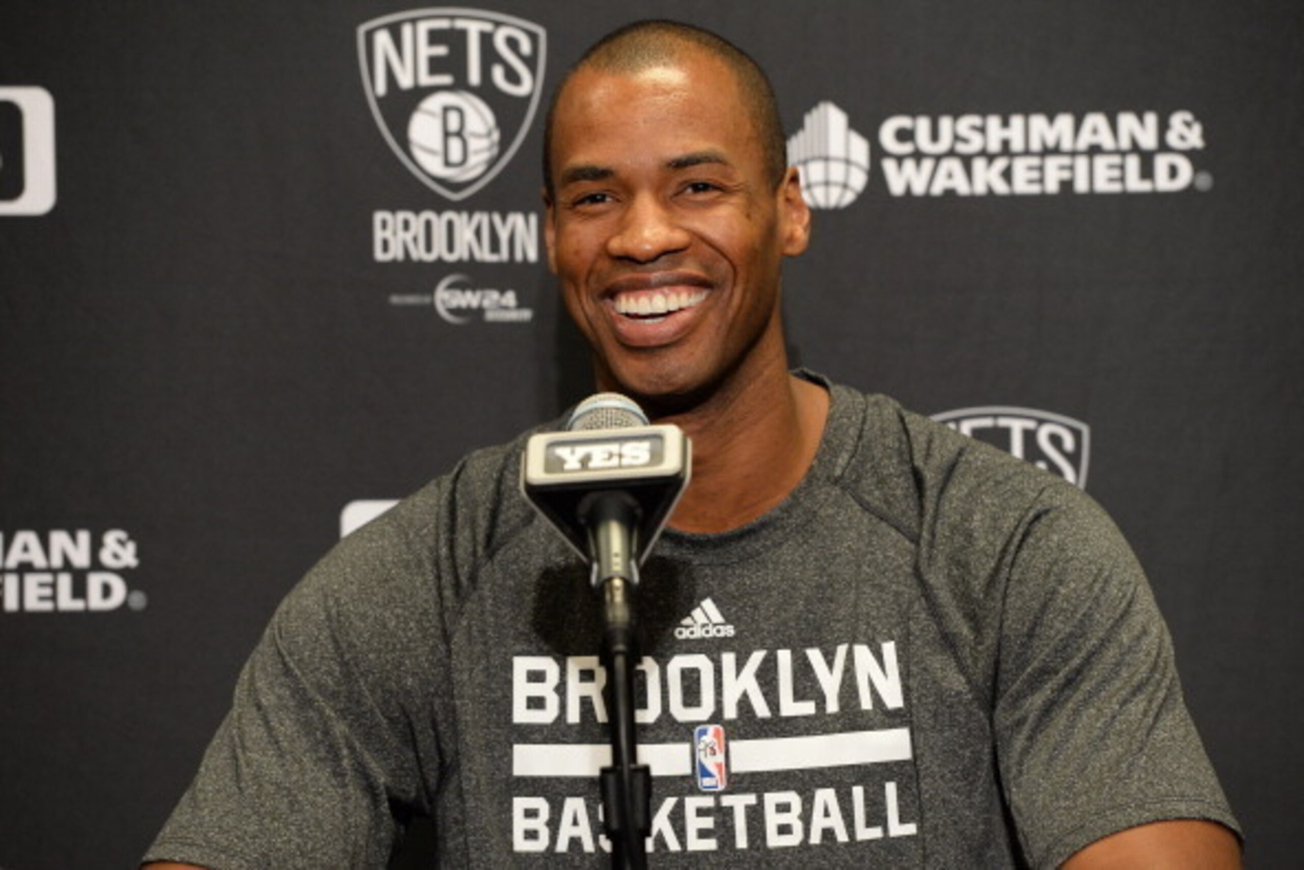 LOS ANGELES, CA - FEBRUARY 23:  Jason Collins #46 of the Brooklyn Nets smiles at his post game press conference after the game against the Los Angeles Lakers at STAPLES Center on February 23, 2014 in Los Angeles, California. NOTE TO USER: User expressly a