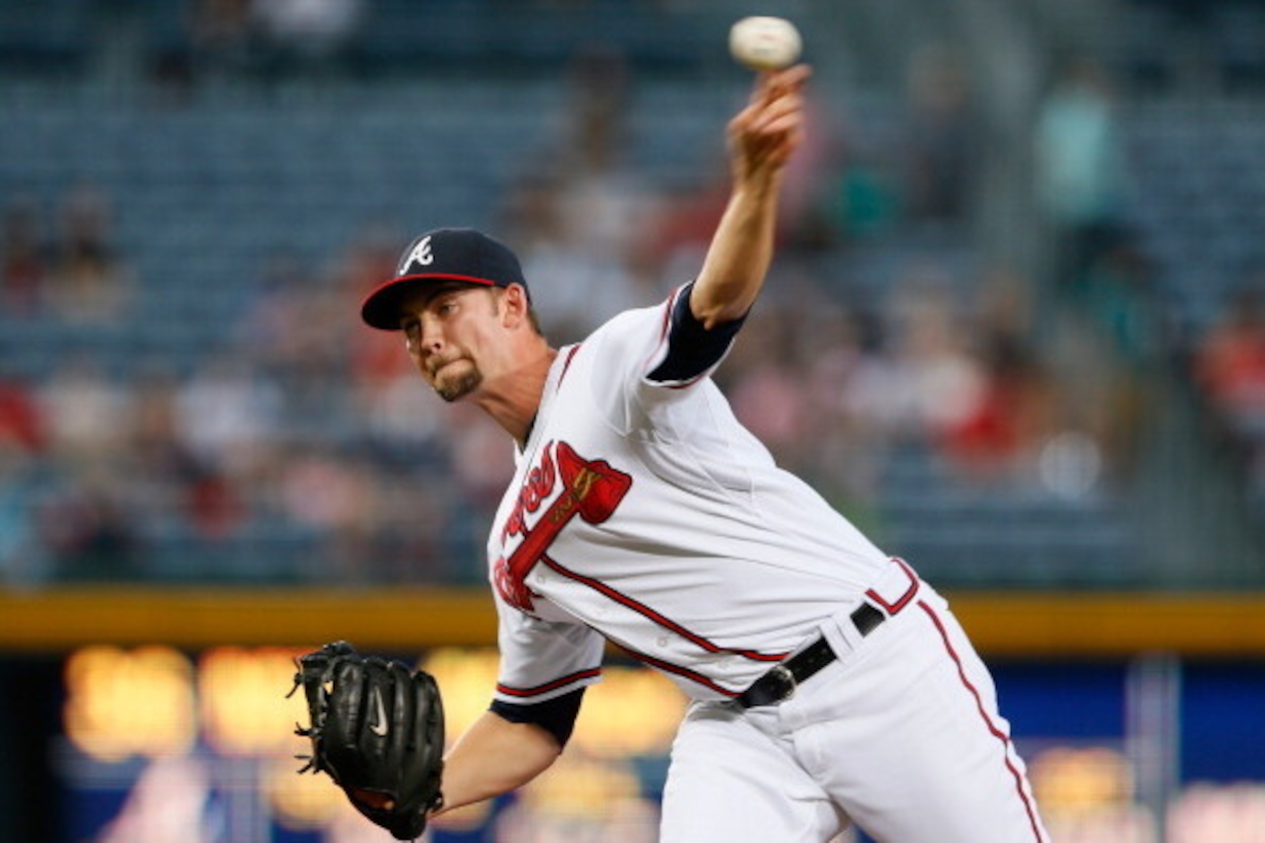 ATLANTA, GA - SEPTEMBER 23:  Mike Minor #36 of the Atlanta Braves pitches to the Milwaukee Brewers in the first inning at Turner Field on September 23, 2013 in Atlanta, Georgia.  (Photo by Kevin C. Cox/Getty Images)