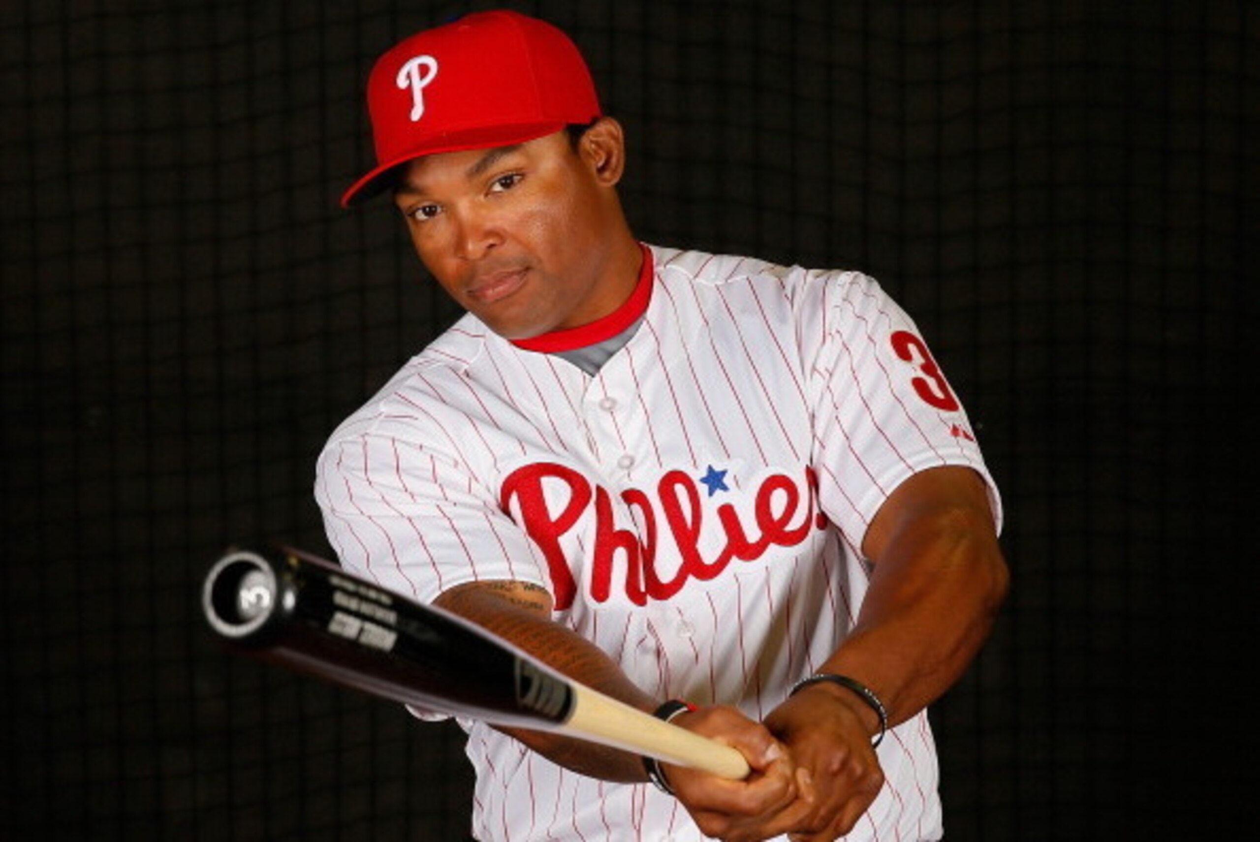 CLEARWATER, FL - FEBRUARY 19:  Marlon Byrd #3 of the Philadelphia Phillies poses for a portrait on February 19, 2014 at Bright House Field in Clearwater, Florida.  (Photo by Kevin C. Cox/Getty Images)