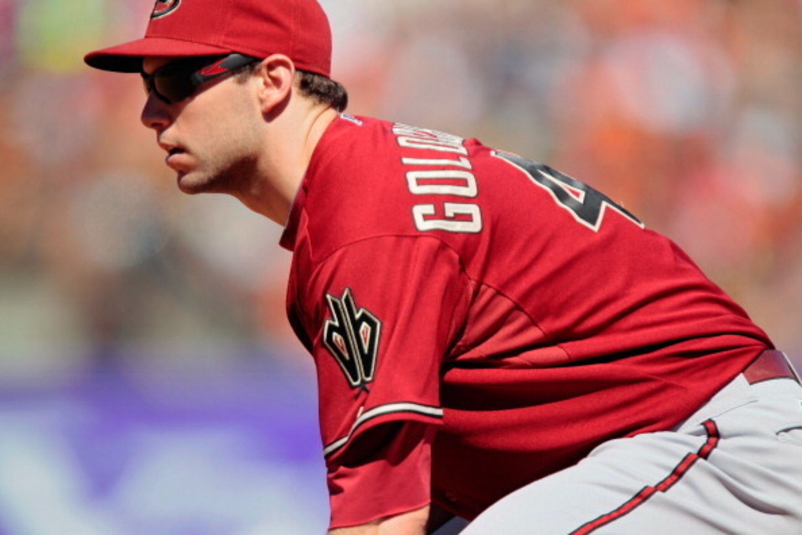 SAN FRANCISCO, CA - SEPTEMBER 8: Paul Goldschmidt #44 of the Arizona Diamondbacks prepares for a pitch to the San Francisco Giants in the seventh inning at AT&T Park on September 8, 2013 in San Francisco, California.   The Giants won 3-2 in 11 innings.  (