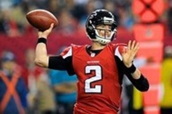 Dec 29, 2013; Atlanta, GA, USA; Atlanta Falcons quarterback Matt Ryan (2) passes the ball against the Carolina Panthers during the second quarter at the Georgia Dome. Mandatory Credit: Dale Zanine-USA TODAY Sports