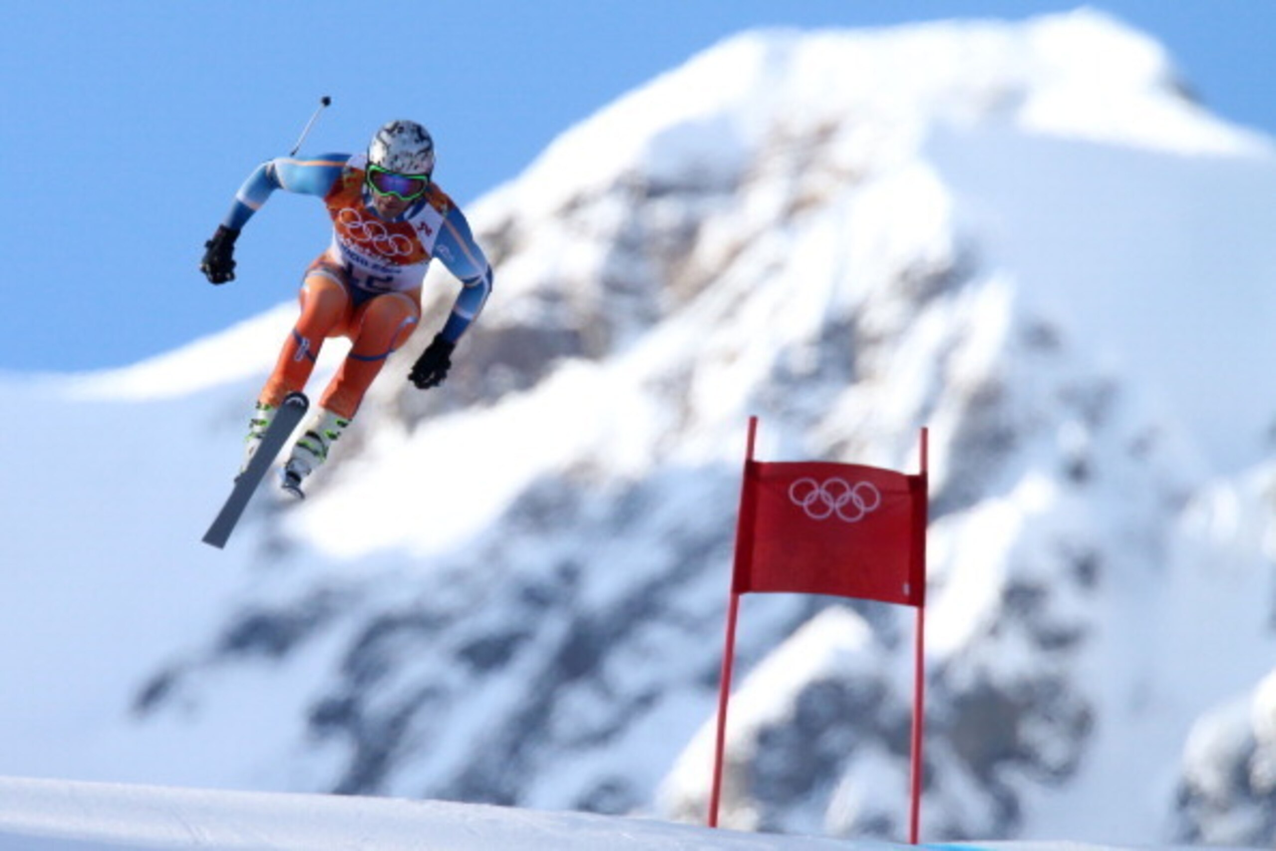 SOCHI, RUSSIA - FEBRUARY 14: (FRANCE OUT) Aksel Lund Svindal of Norway competes during the Alpine Skiing Men's Super Combined at the Sochi 2014 Winter Olympic Games at Rosa Khutor Alpine Centre on February 14, 2014 in Sochi, Russia. (Photo by Christophe P