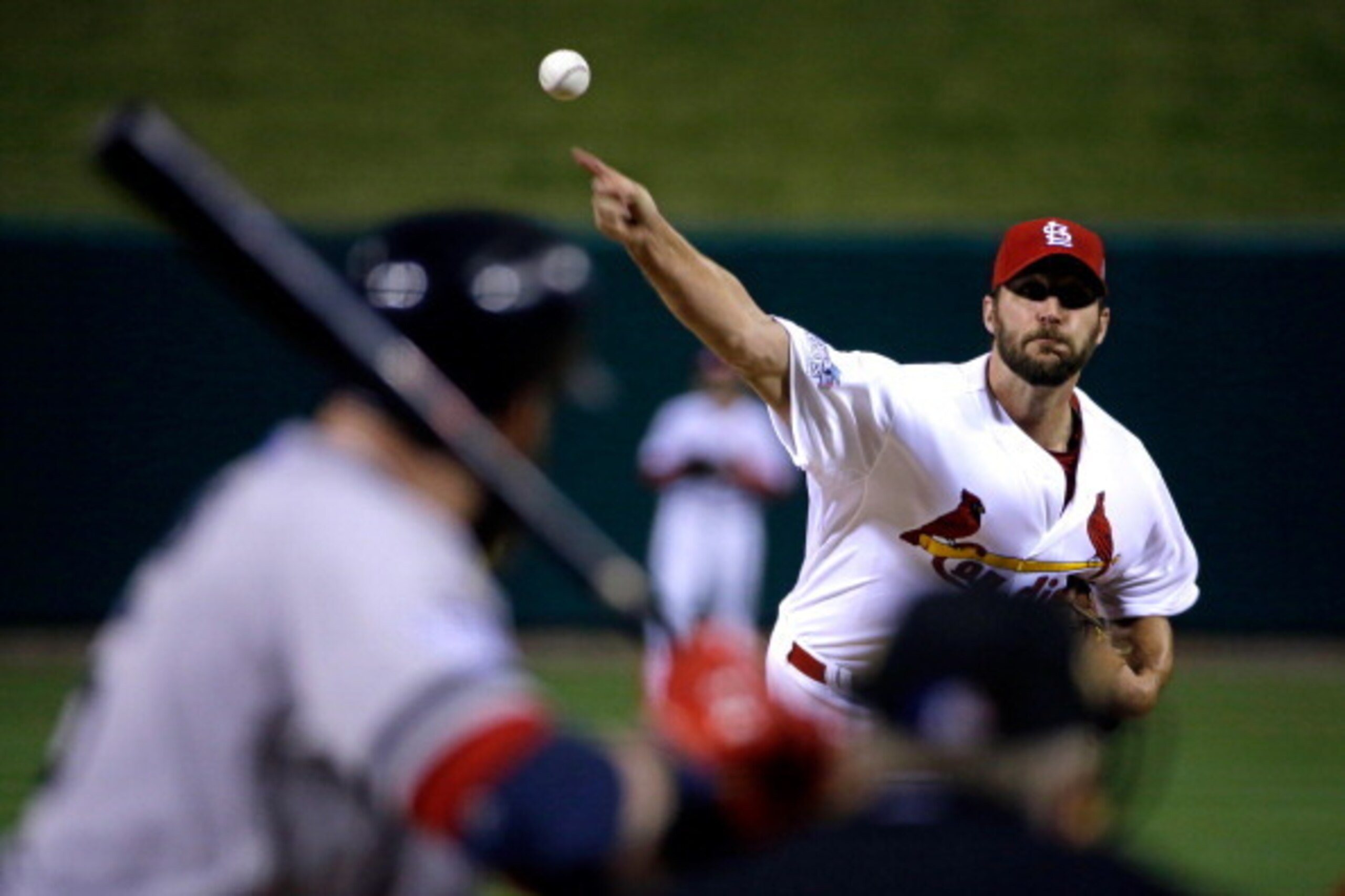 ST LOUIS, MO - OCTOBER 28:  Adam Wainwright #50 of the St. Louis Cardinals pitches in the first inning against the Boston Red Sox during Game Five of the 2013 World Series at Busch Stadium on October 28, 2013 in St Louis, Missouri.  (Photo by David J. Phi