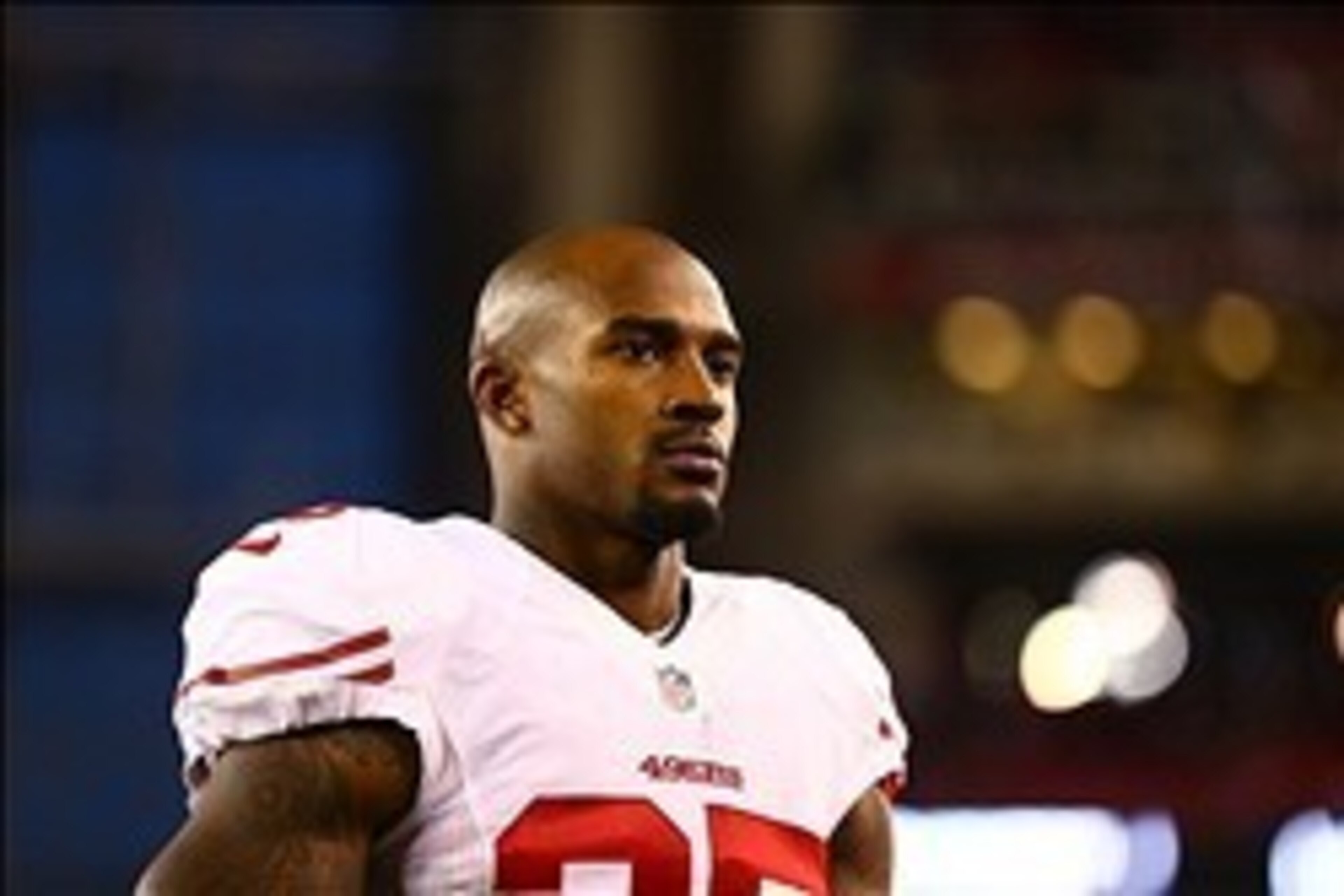 Dec 29, 2013; Phoenix, AZ, USA; San Francisco 49ers cornerback Tarell Brown (25) against the Arizona Cardinals at University of Phoenix Stadium. Mandatory Credit: Mark J. Rebilas-USA TODAY Sports