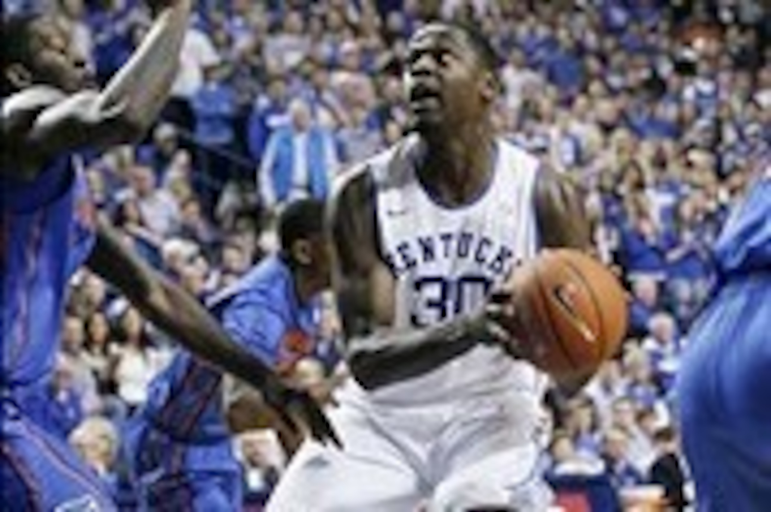 Feb 15, 2014; Lexington, KY, USA; Kentucky Wildcats forward Julius Randle (30) shoots the ball against the Florida Gators at Rupp Arena. Mandatory Credit: Mark Zerof-USA TODAY Sports